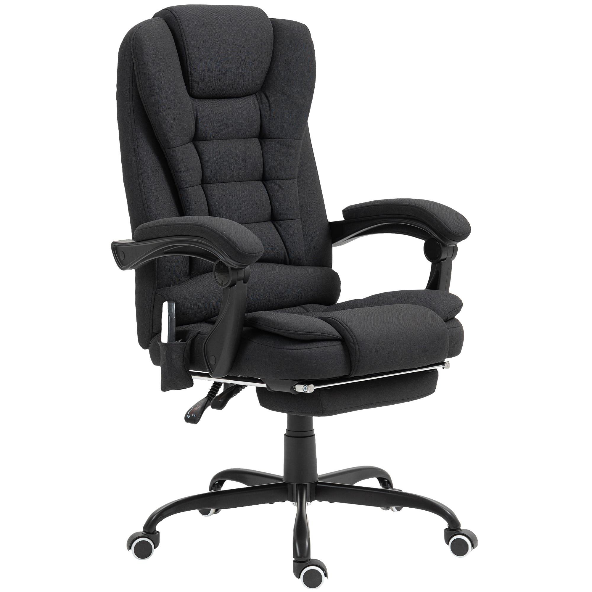 Black Seven-Point Massage Chair with Footrest