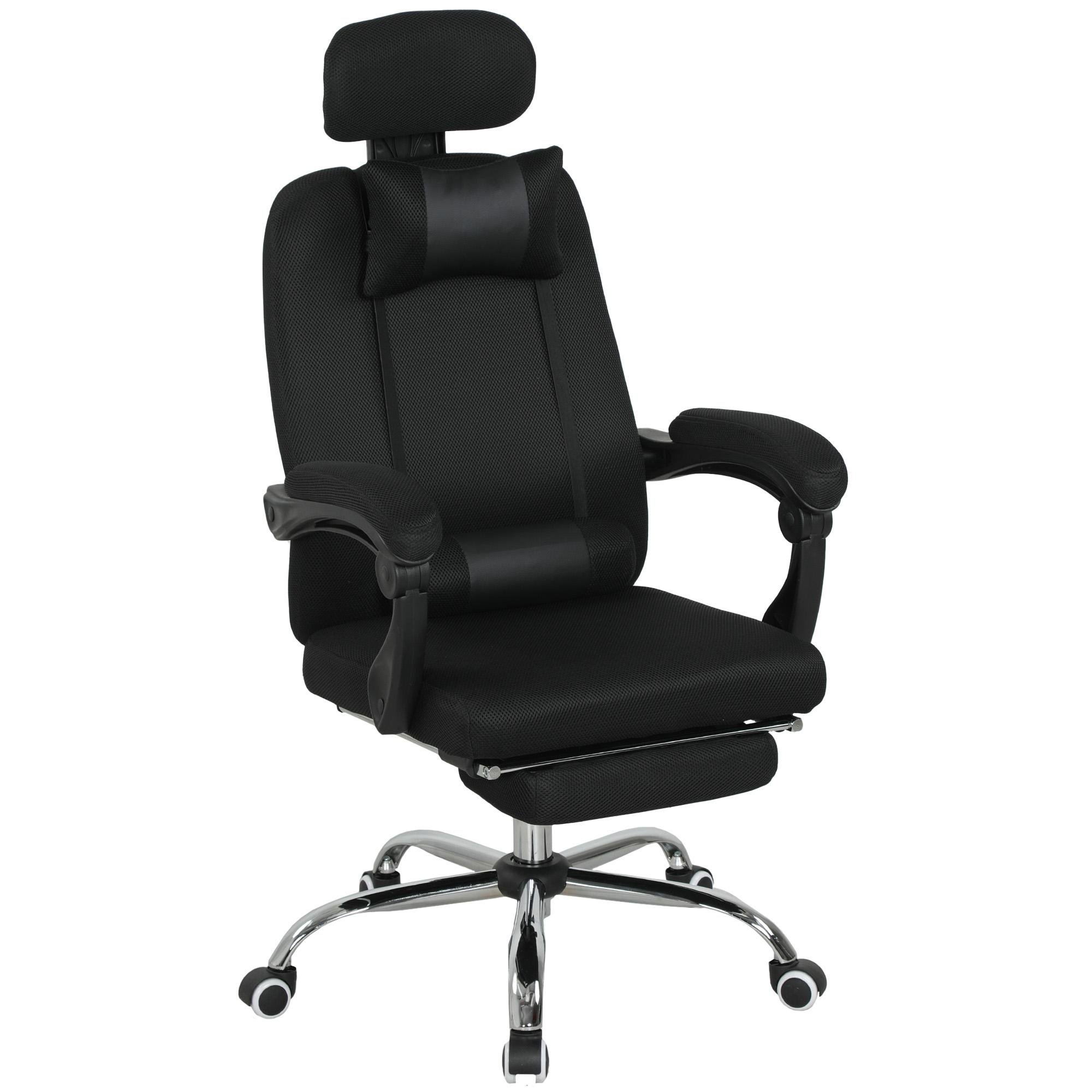 Black Mesh Recliner Office Chair with Footrest