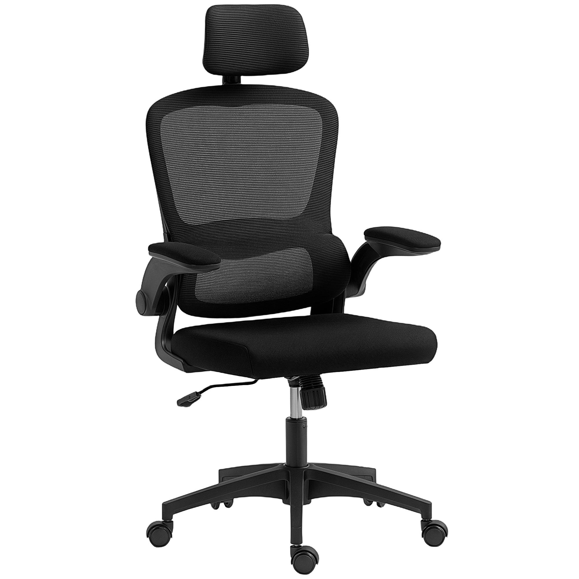 Black Dual-Back Mesh Chair with Adjustable Headrest