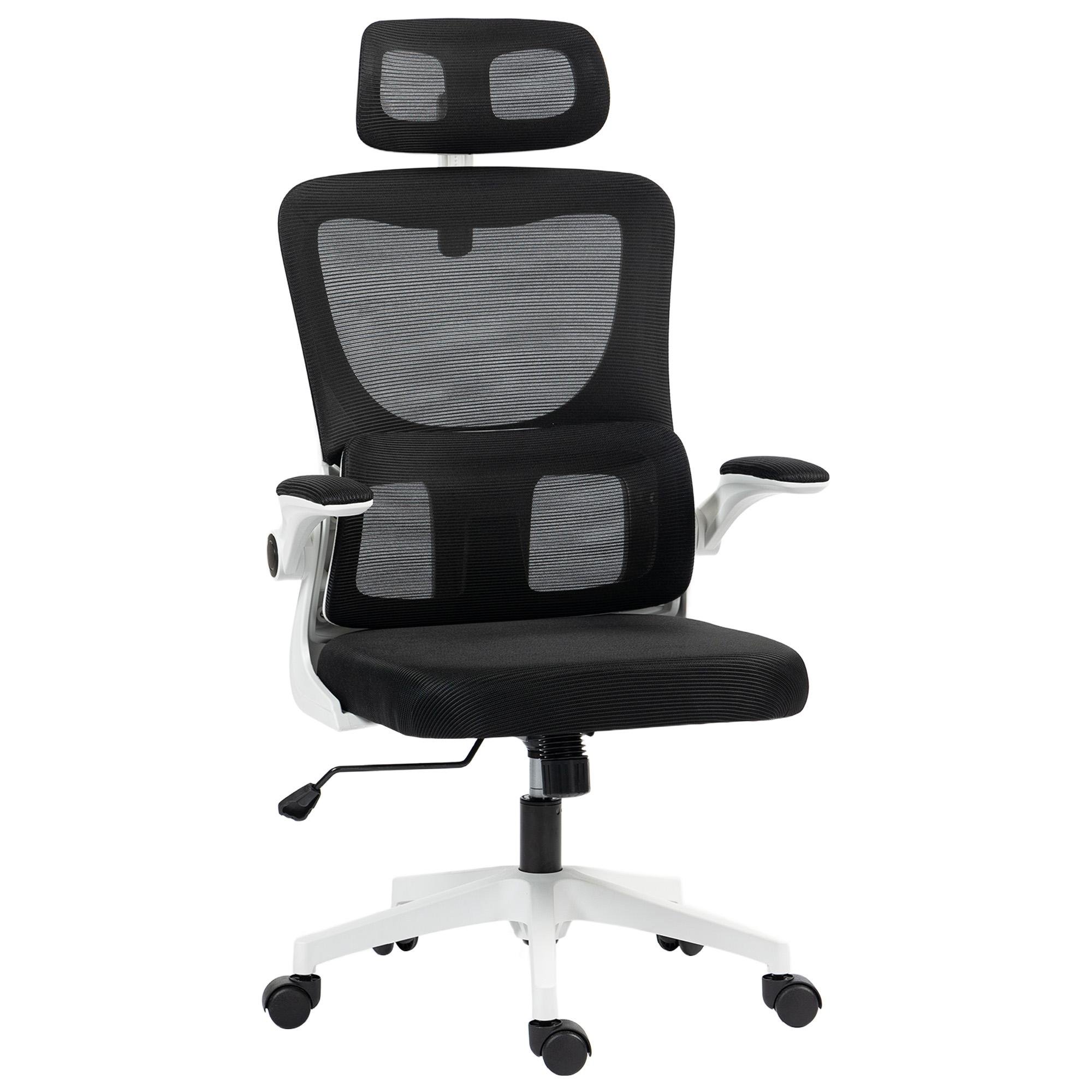 Black Mesh Task Chair with Adjustable Headrest