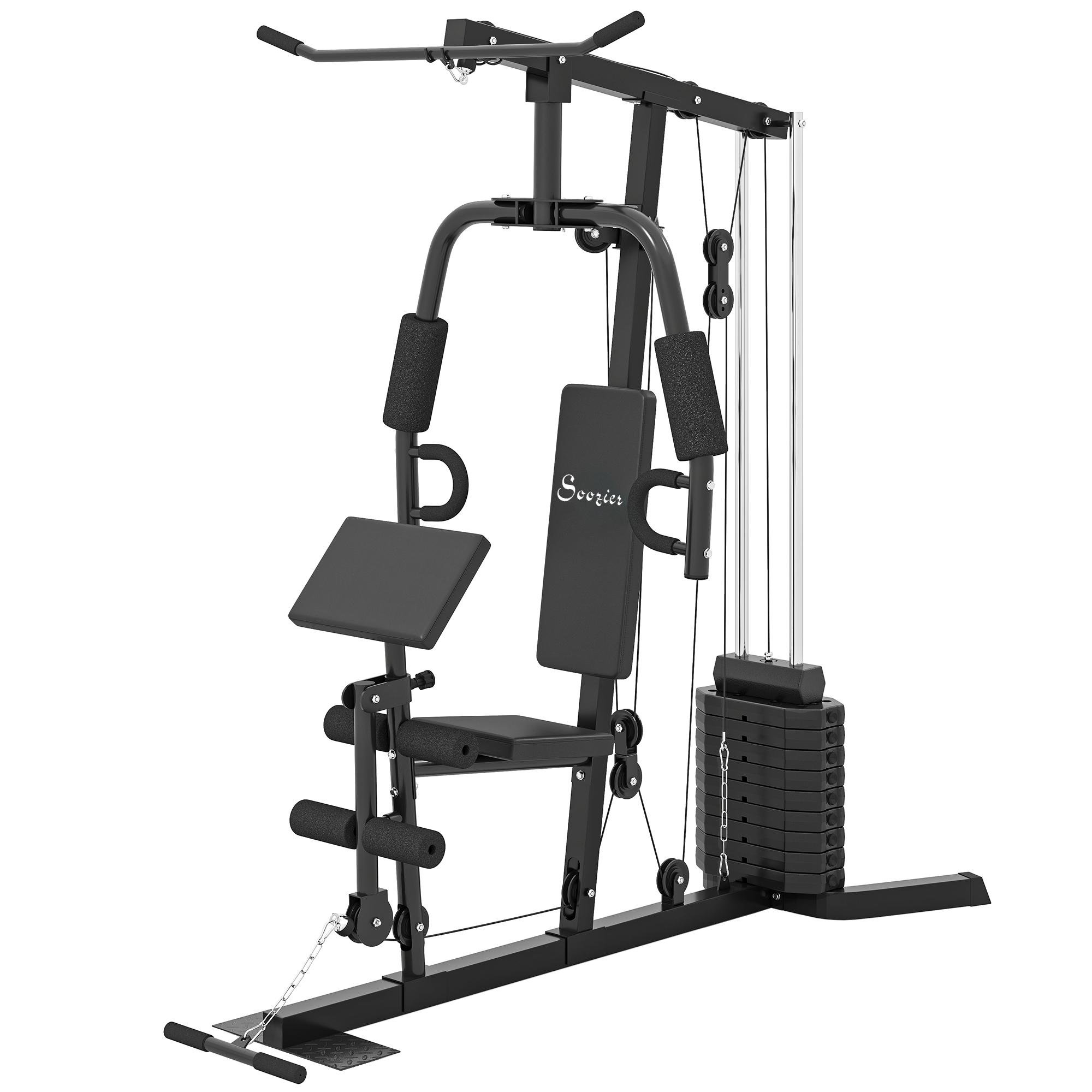 Black Polyurethane Home Gym Station with 99 lb Stack