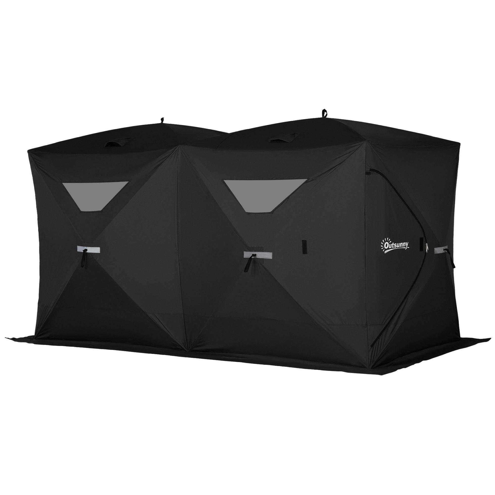 Black 5-8 Person Ice Shelter, Pop-Up 141 in Tent