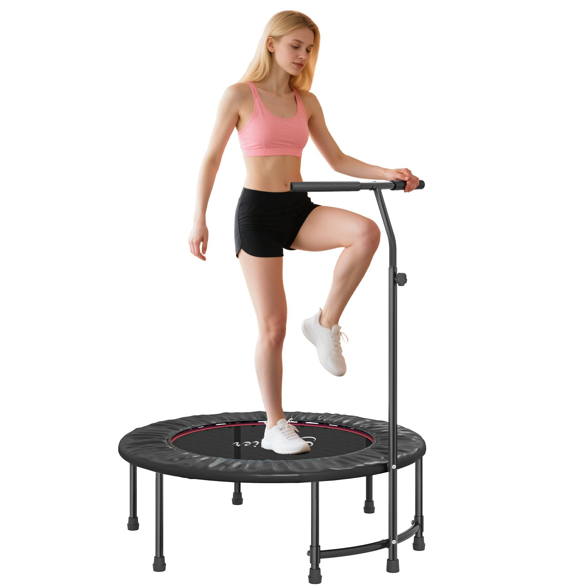 39 inch black rebounder with adjustable T-bar for indoor workouts