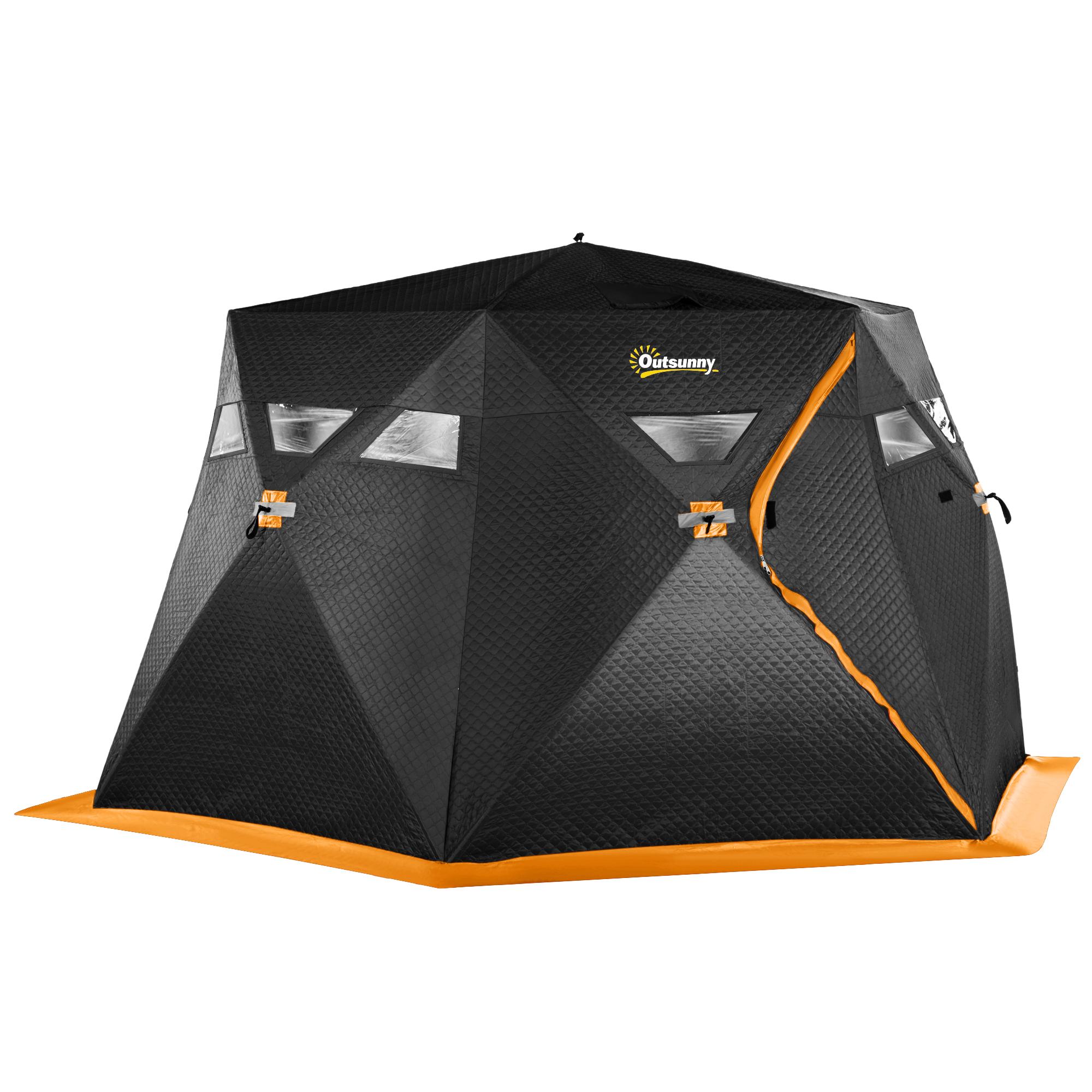 Black 3-4 Person Ice Shelter, Three-Layer Insulated