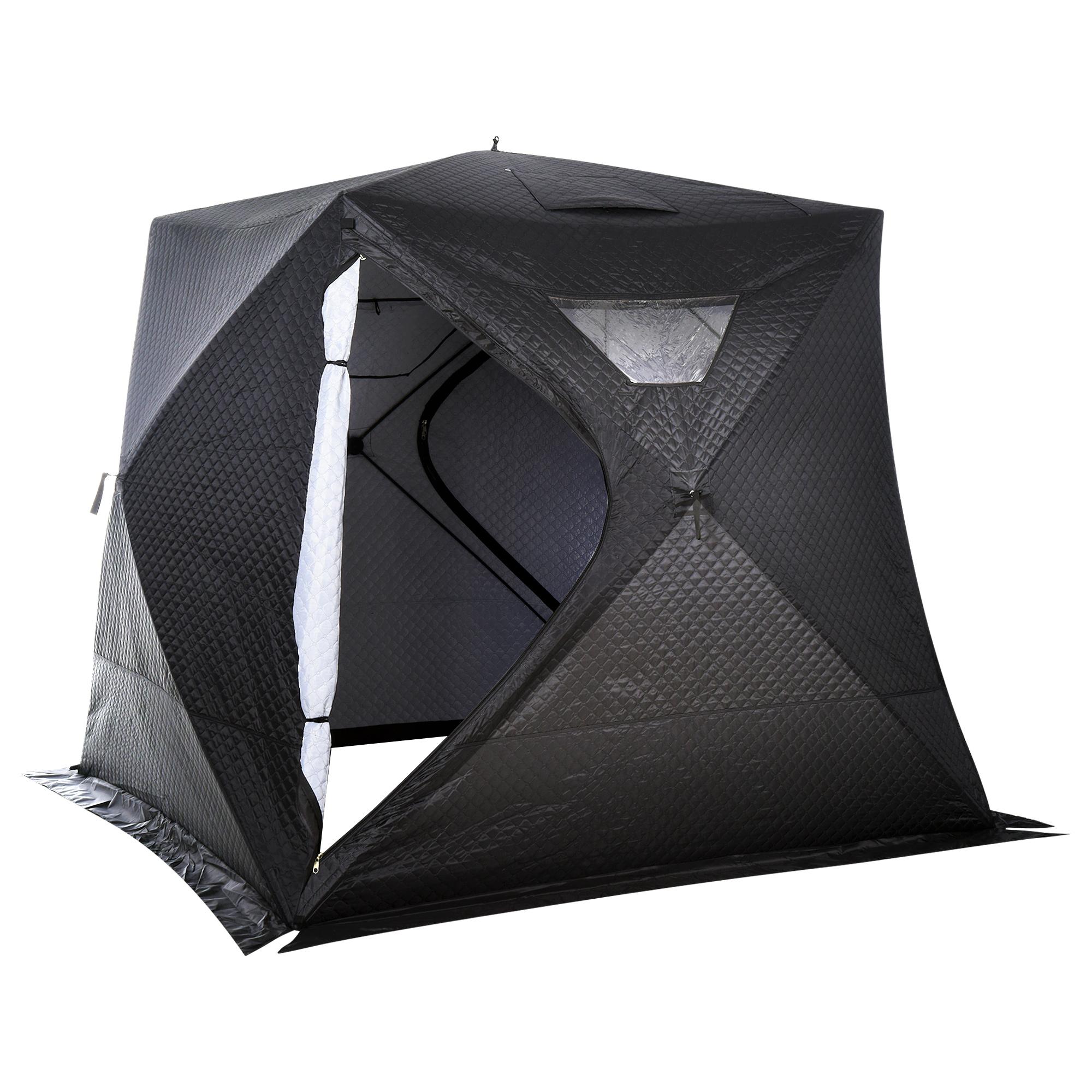 Black Insulated Ice Tent with Ventilation Windows