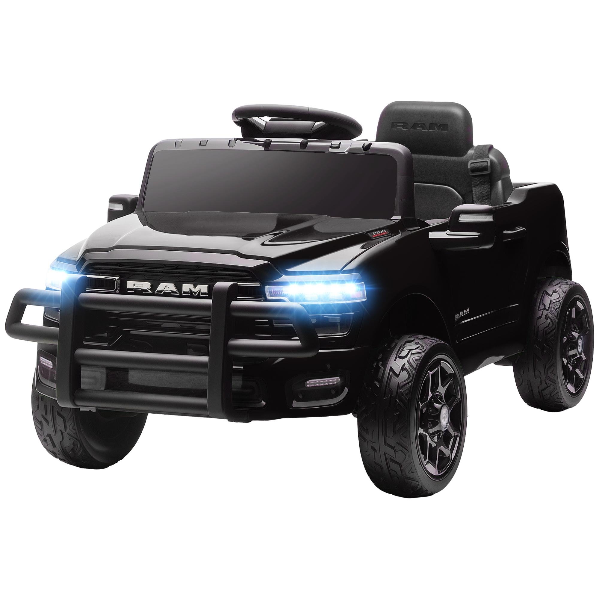 Black 12V Remote Pickup Kids Ride-On Car with Dual Motors