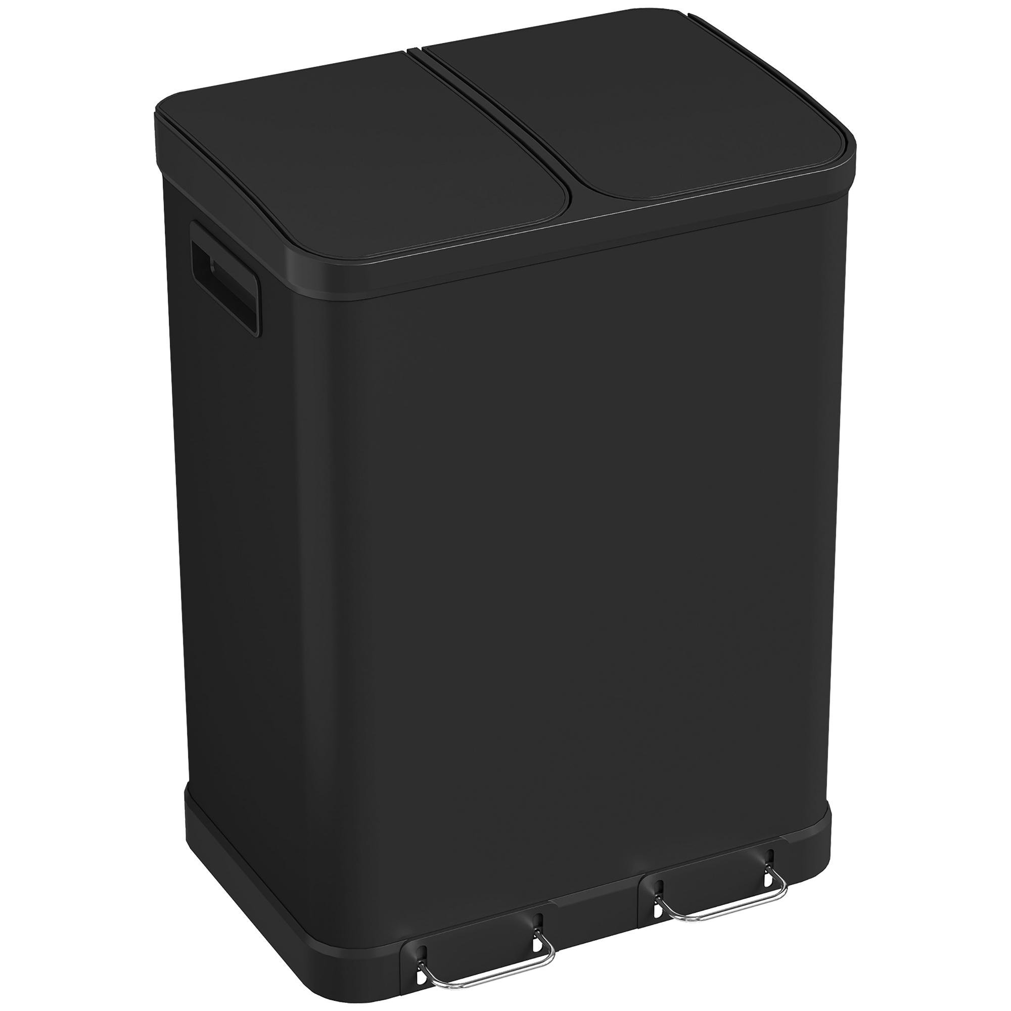 Black Dual 30L Soft-Close Can with Removable Buckets