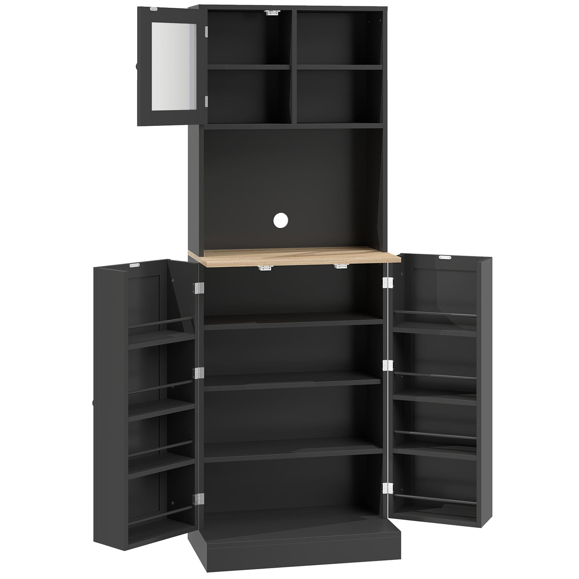 Black 66.5 Inch Pantry with Adjustable Shelves for Kitchen Storage