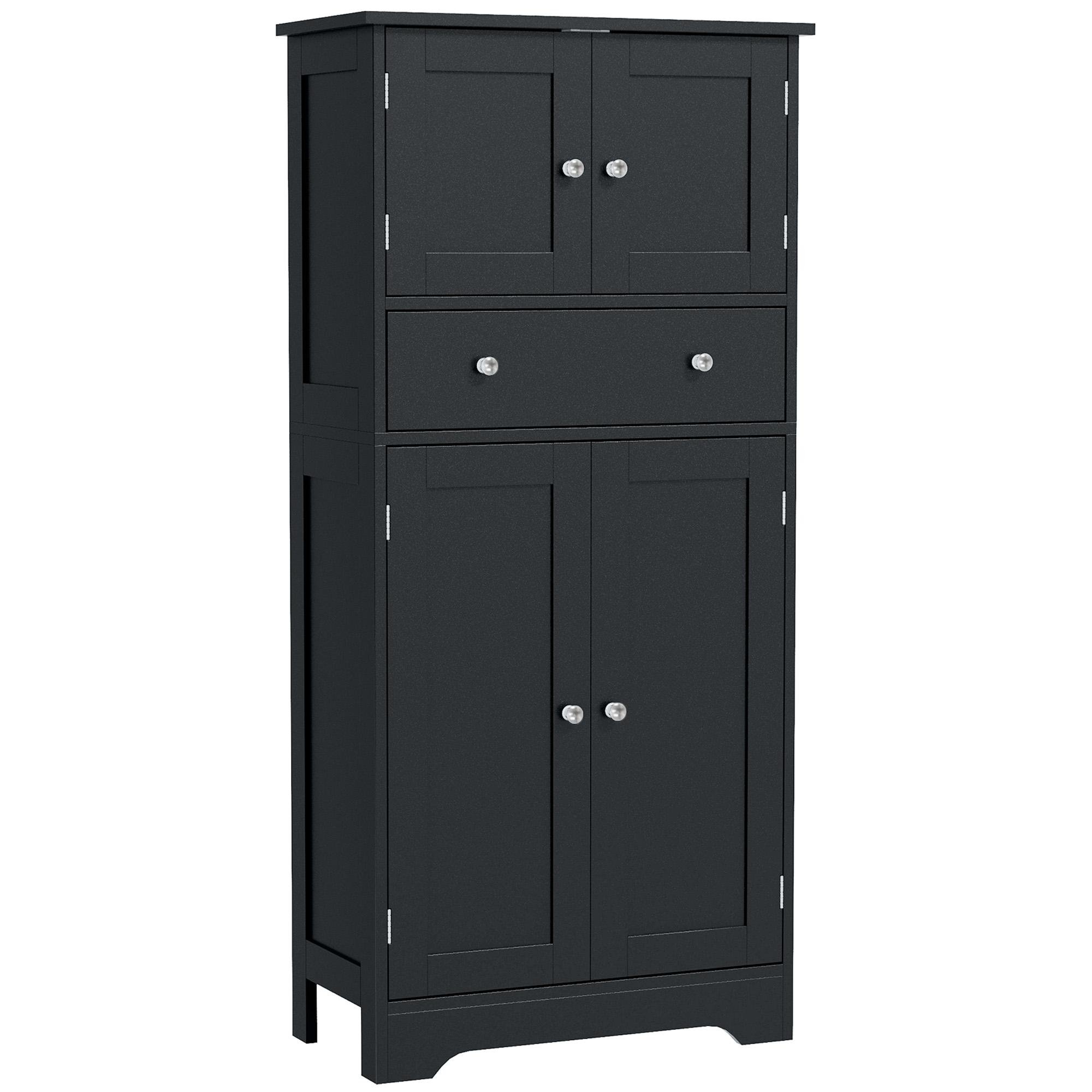 Black 50 Inch Pantry Cabinet with Adjustable Shelf, 4 Doors