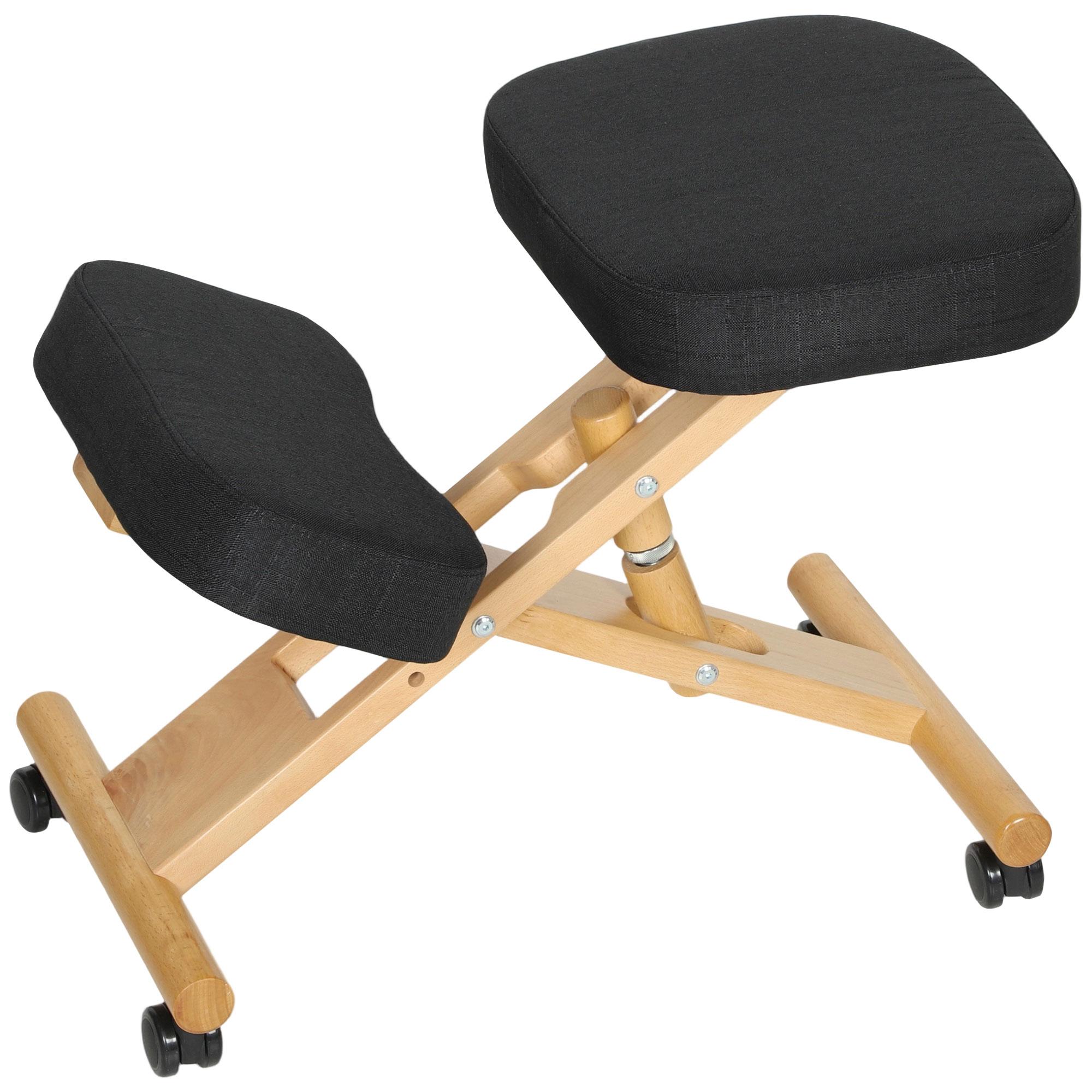 Black Rubberwood Kneeling Chair with Rolling Casters