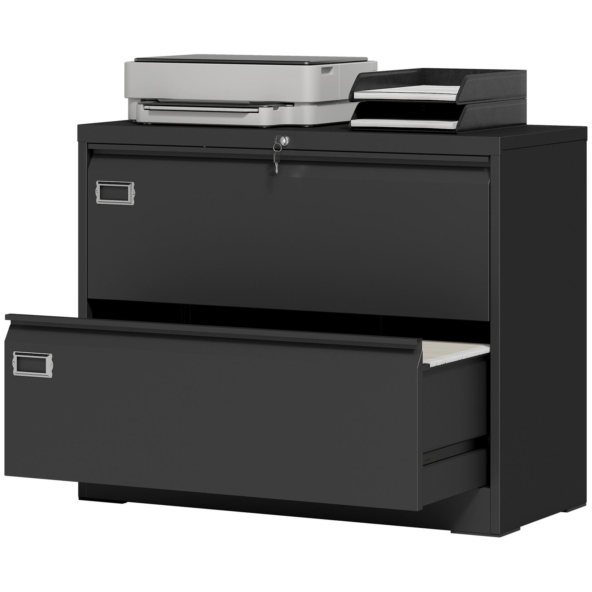 Black Lateral Steel Cabinet with Adjustable File Rails