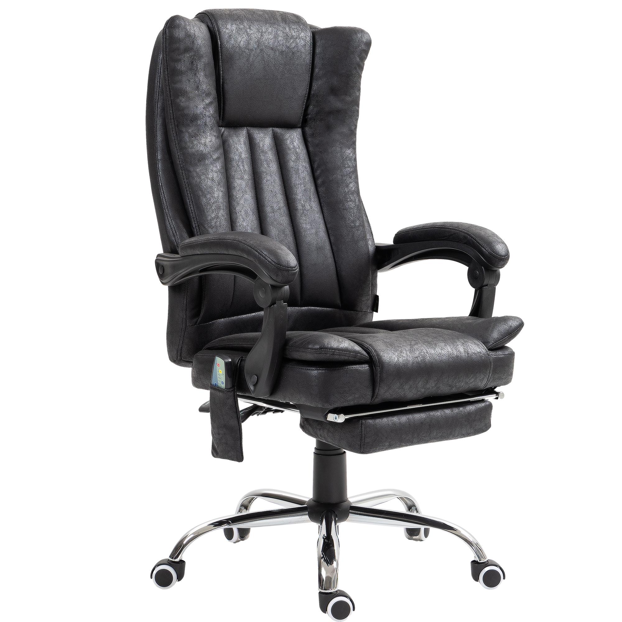 Black Leathaire Massage Chair with Retractable Footrest