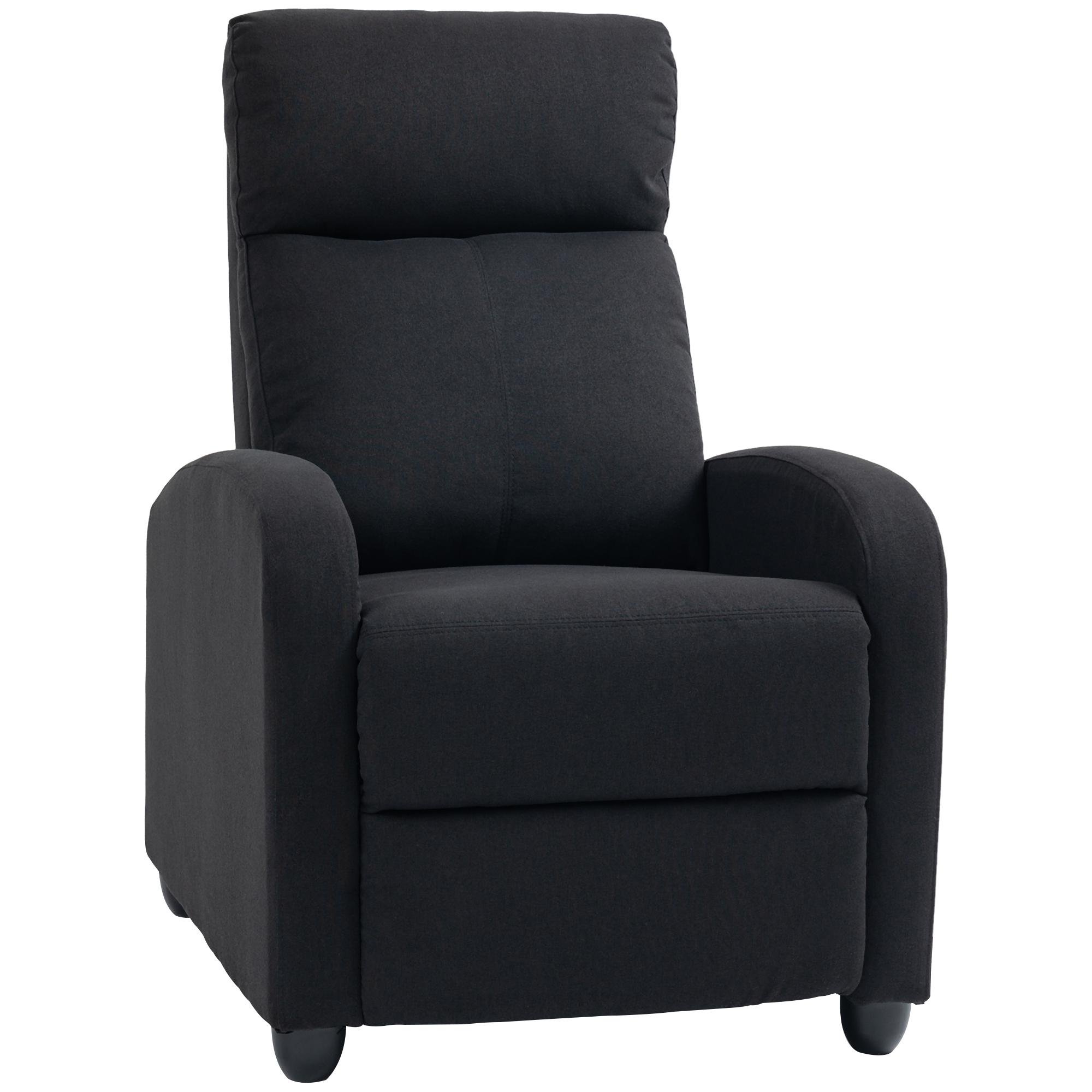 Black Manual Recliner Chair with 135° Recline