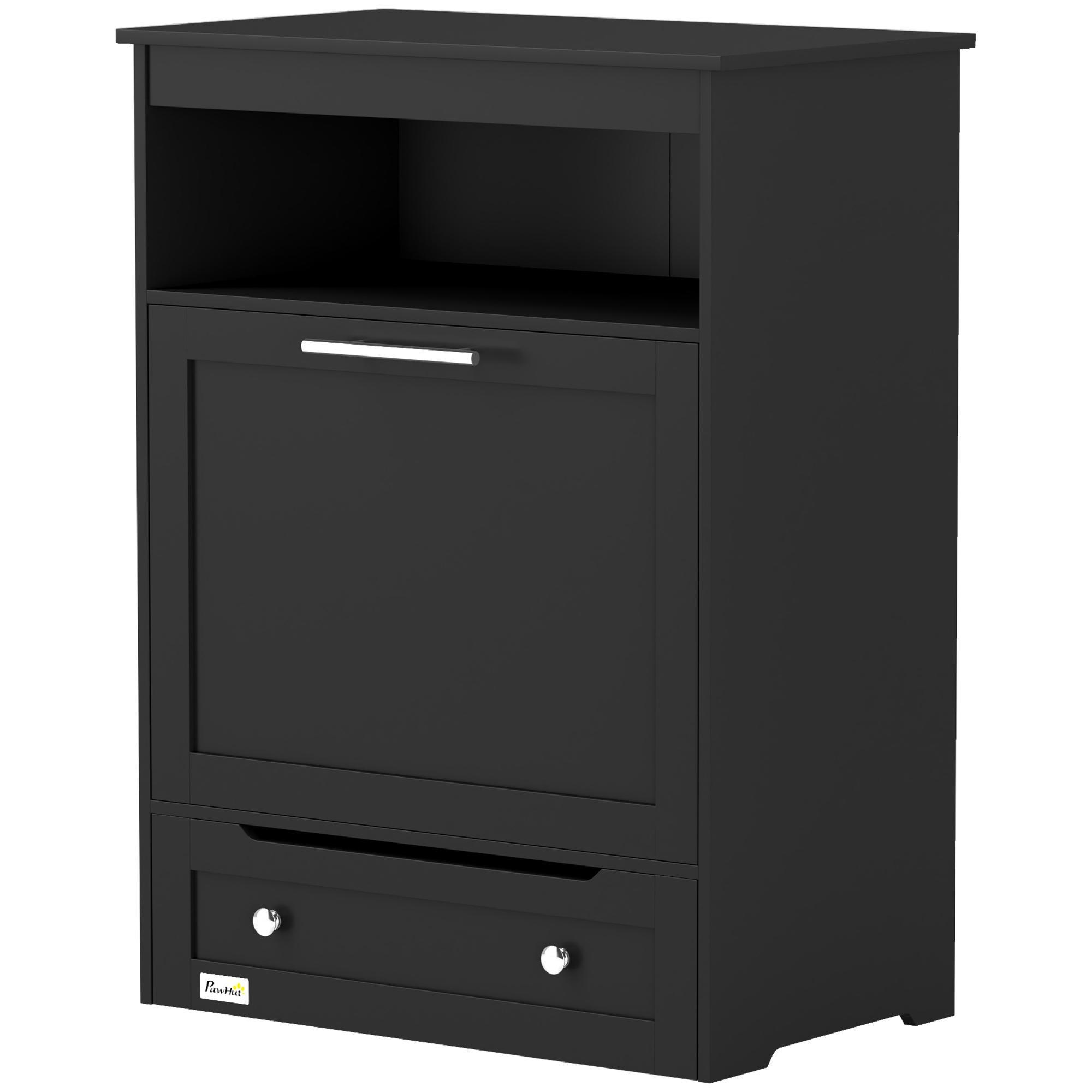 Black MDF Dog Feeder Cabinet with Storage