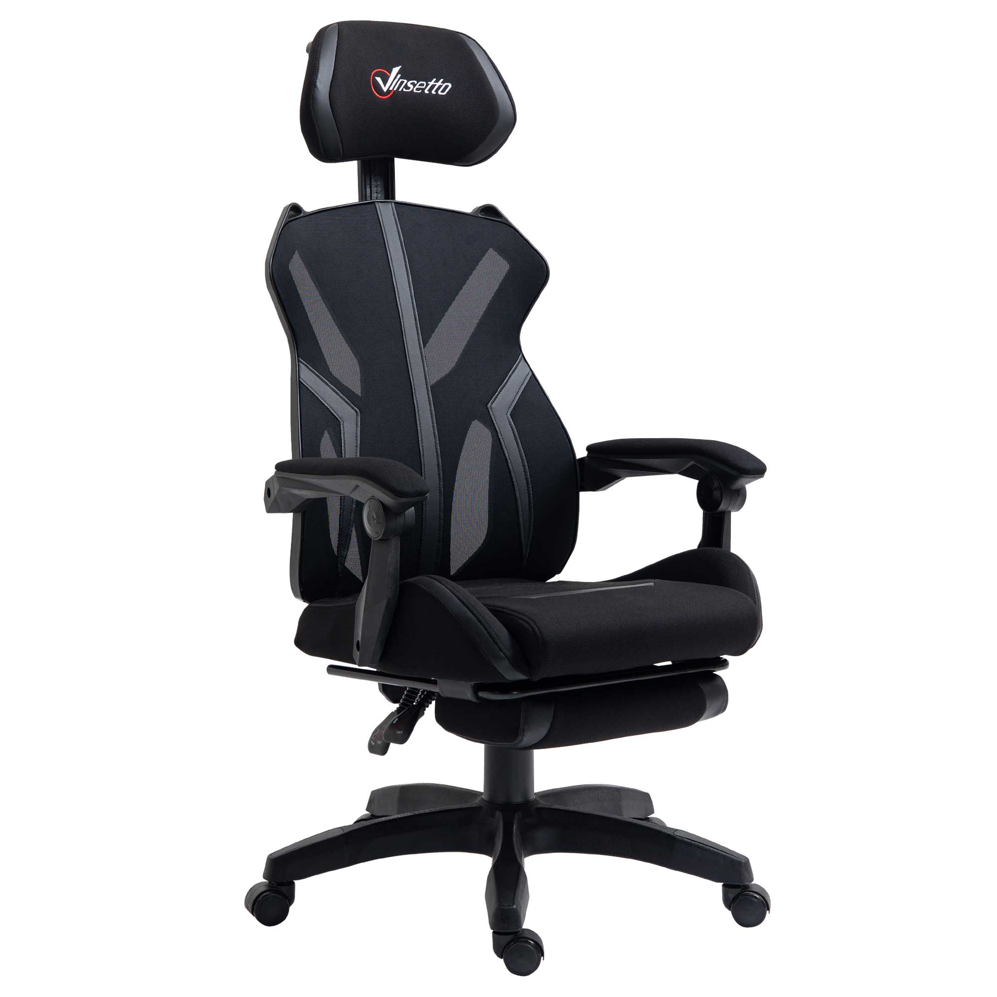 Black Gaming Chair with Footrest and Recline