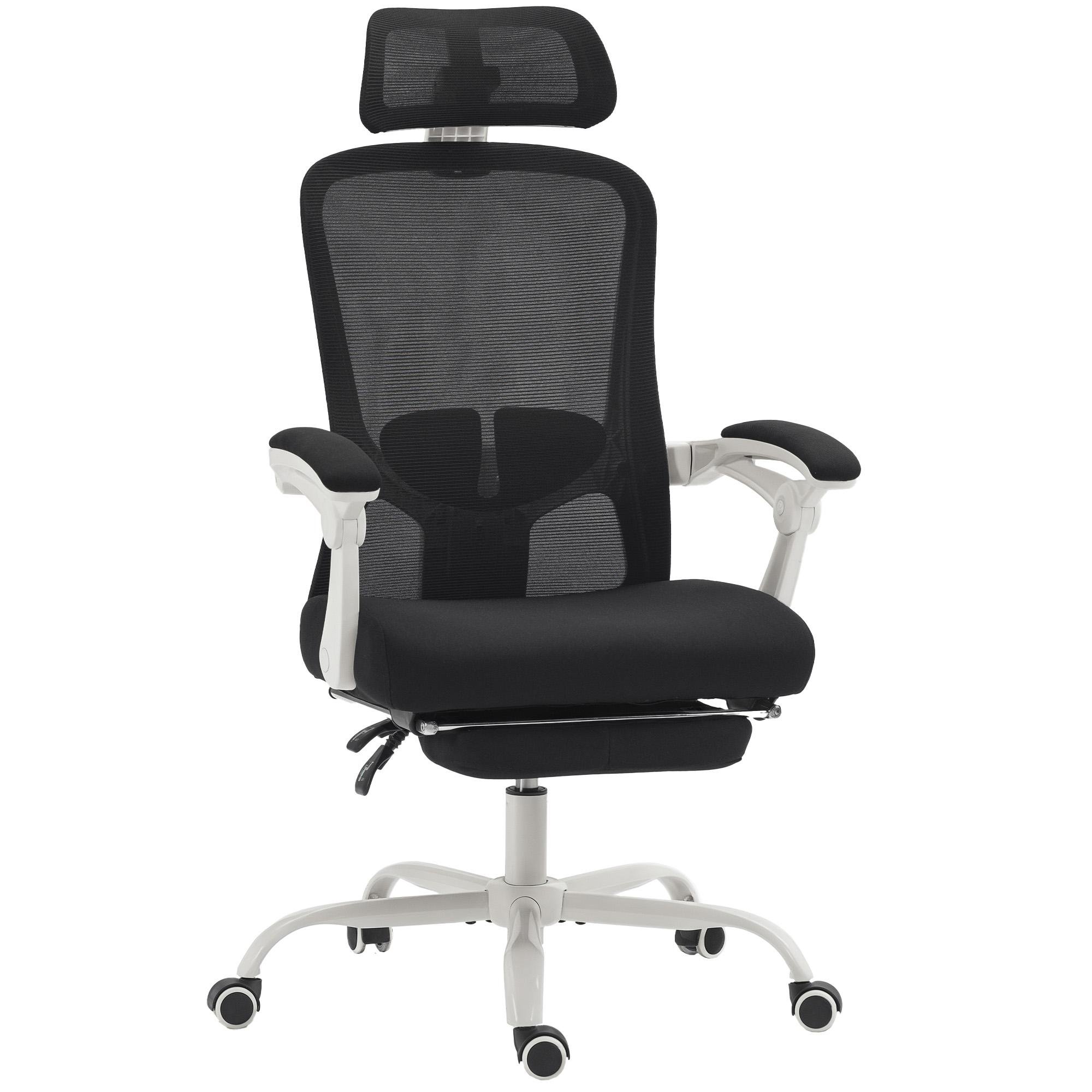 Black Mesh Reclining Chair with Adjustable Lumbar Support