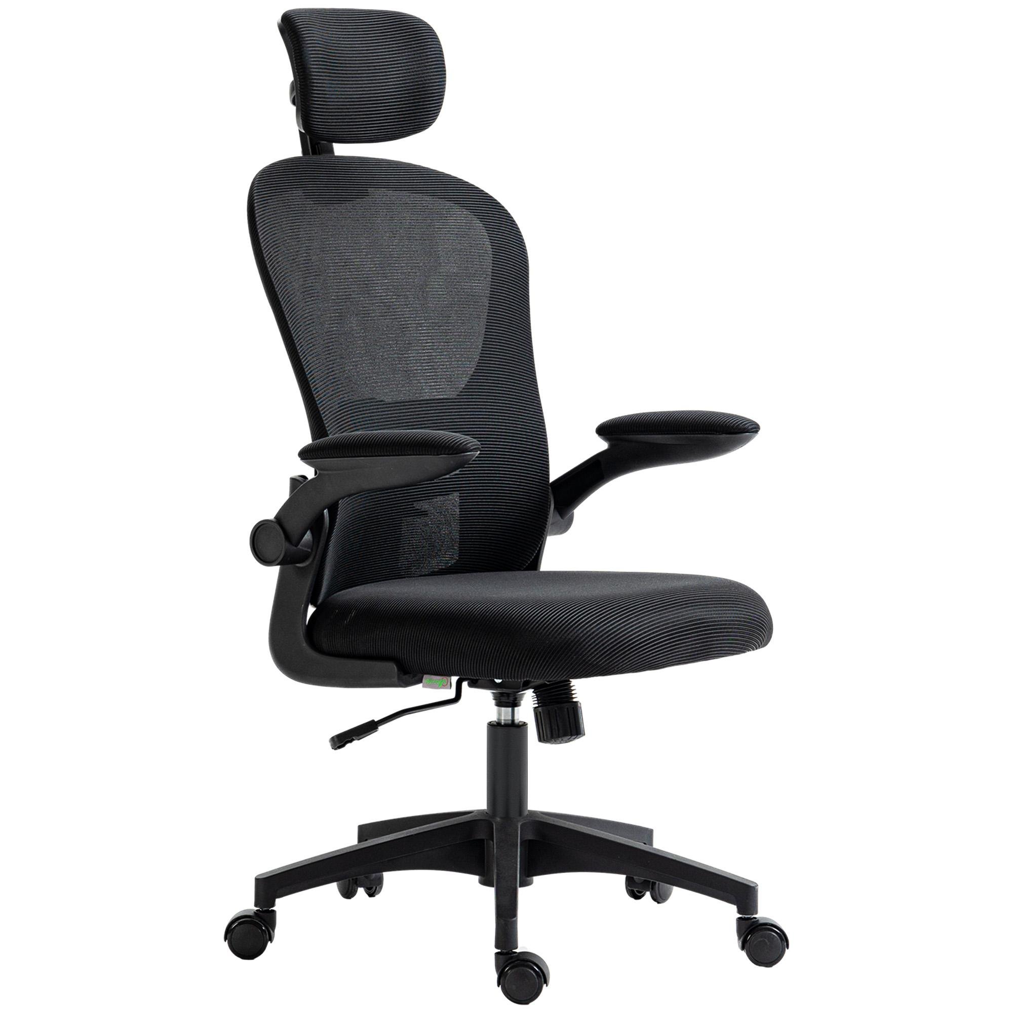 Black Mesh Office Chair with 4D Lumbar Support, 47.2 in H