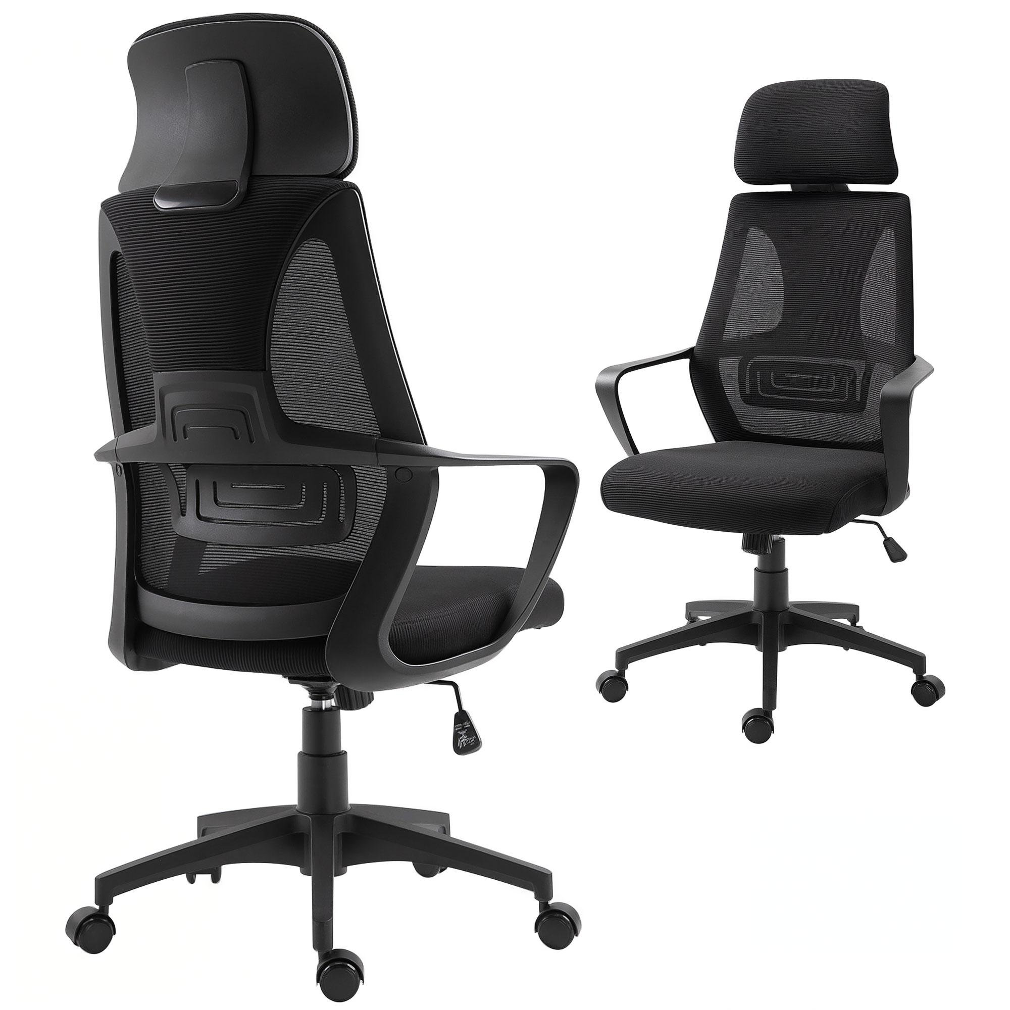 Black Mesh Lumbar Task Chair with Adjustable Headrest