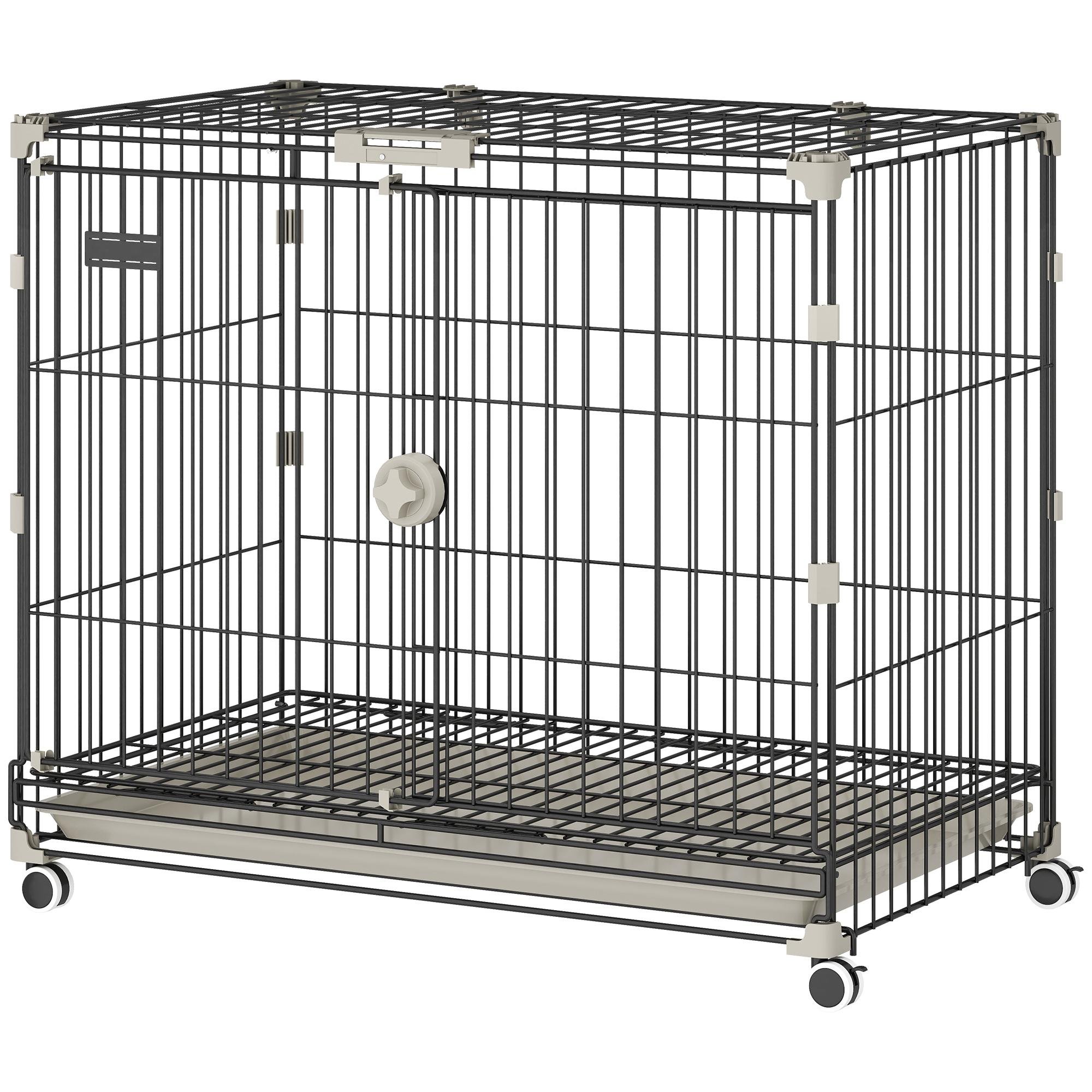 29.7 Inch Rolling Dog Crate with Dual Doors