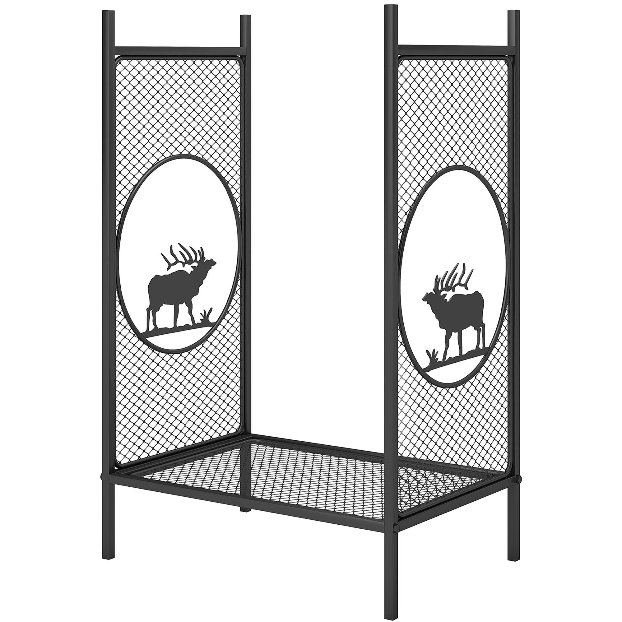 110 lb Metal Firewood Rack with Mesh Sides, 19 Inch