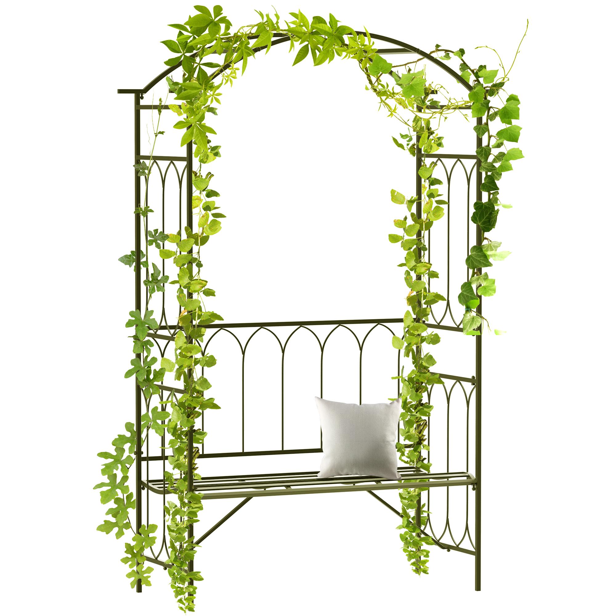 Black Metal Bench Arbor with 2-Person Seating