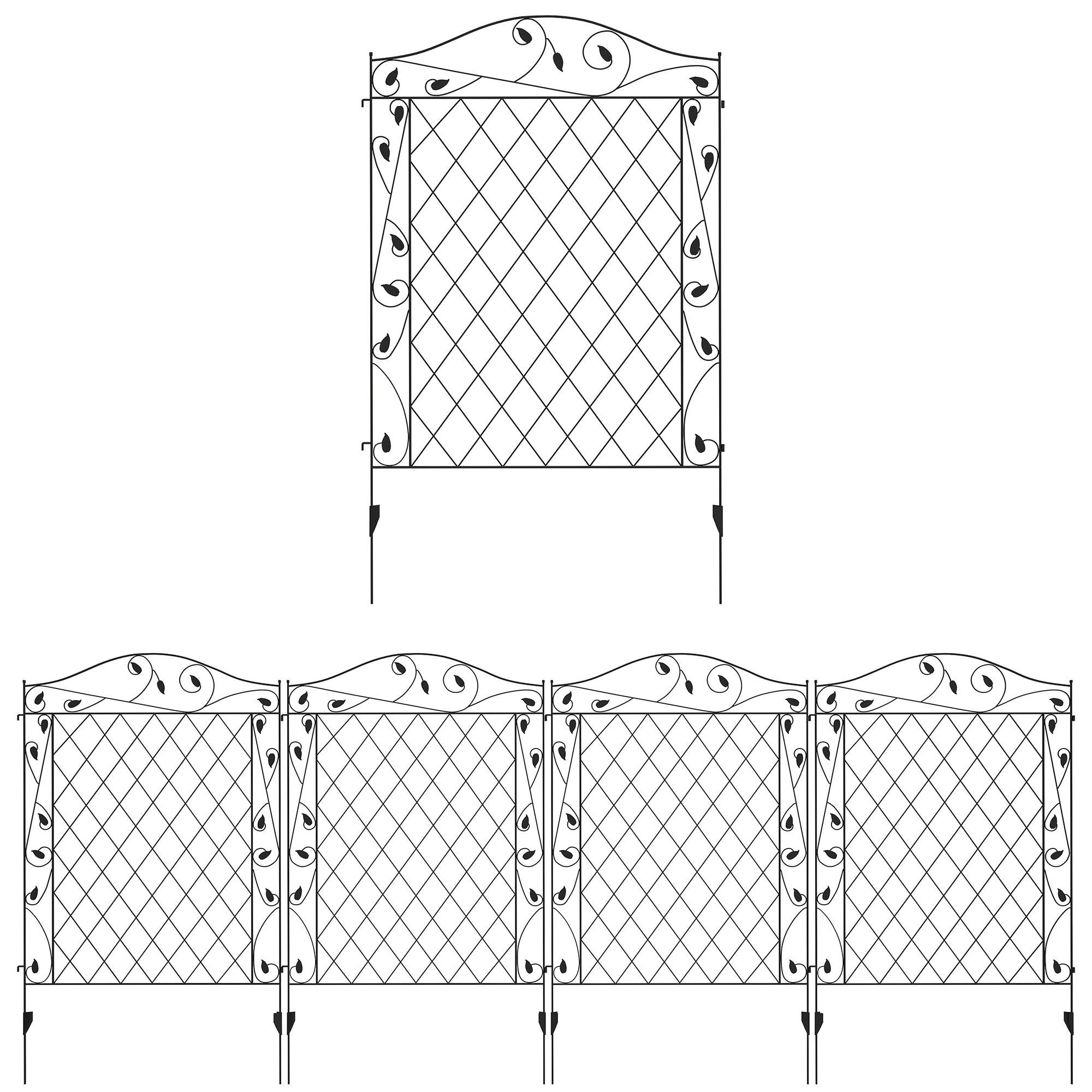 Black Steel Wave Fence Panels for Garden Borders