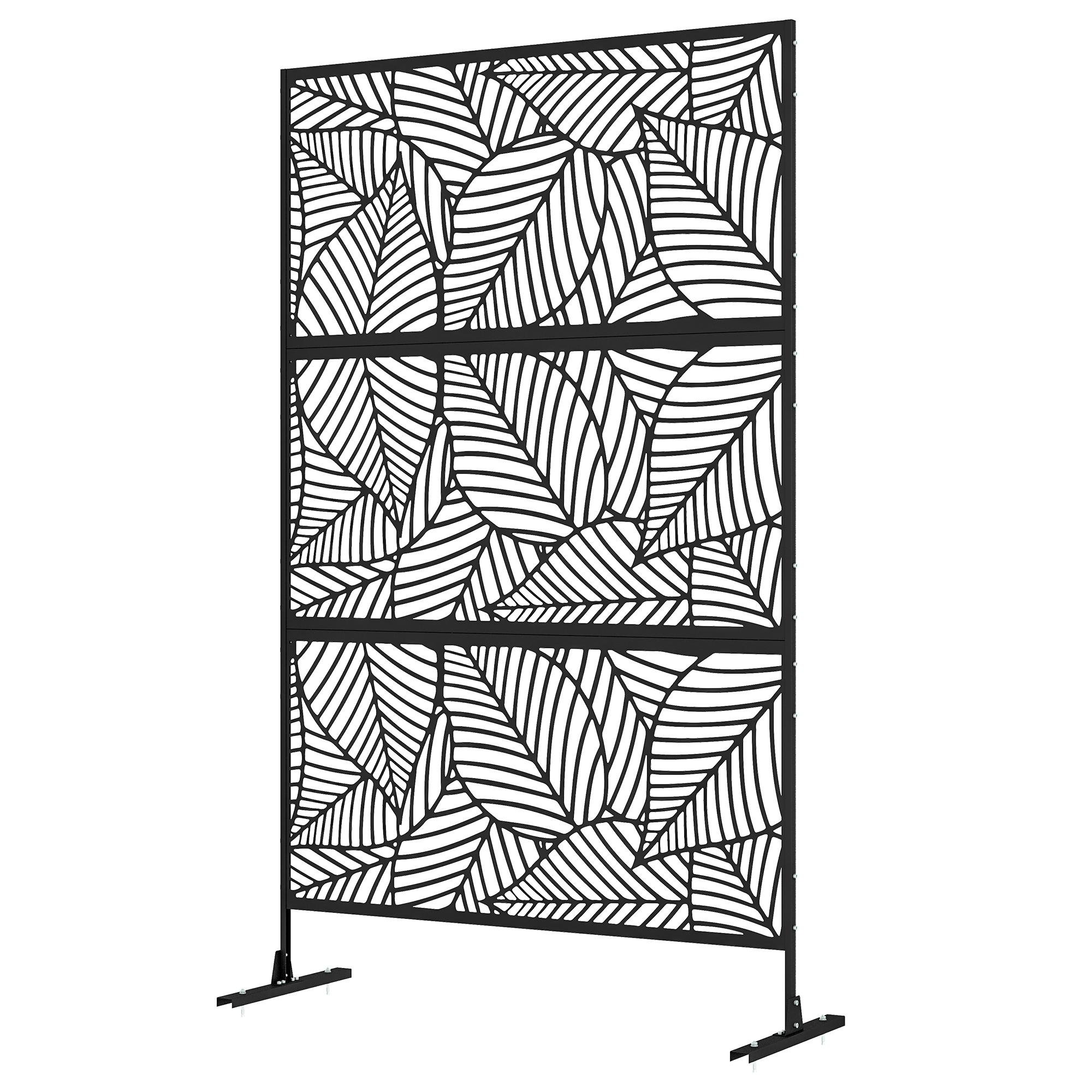 Black Leaf Trellis Divider, 78-In Outdoor Screen