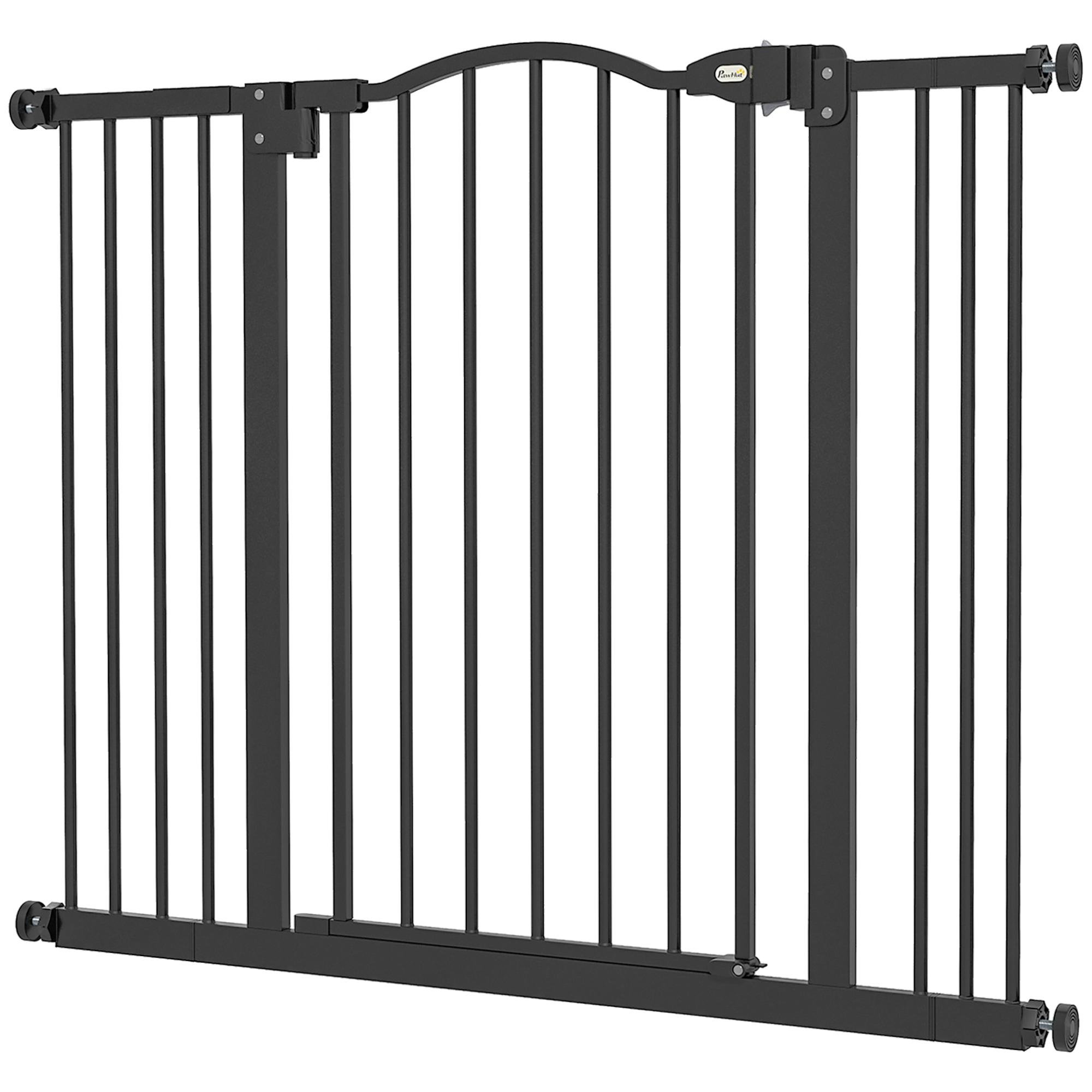 Black 39 Inch Dog Gate with Auto-Close Door