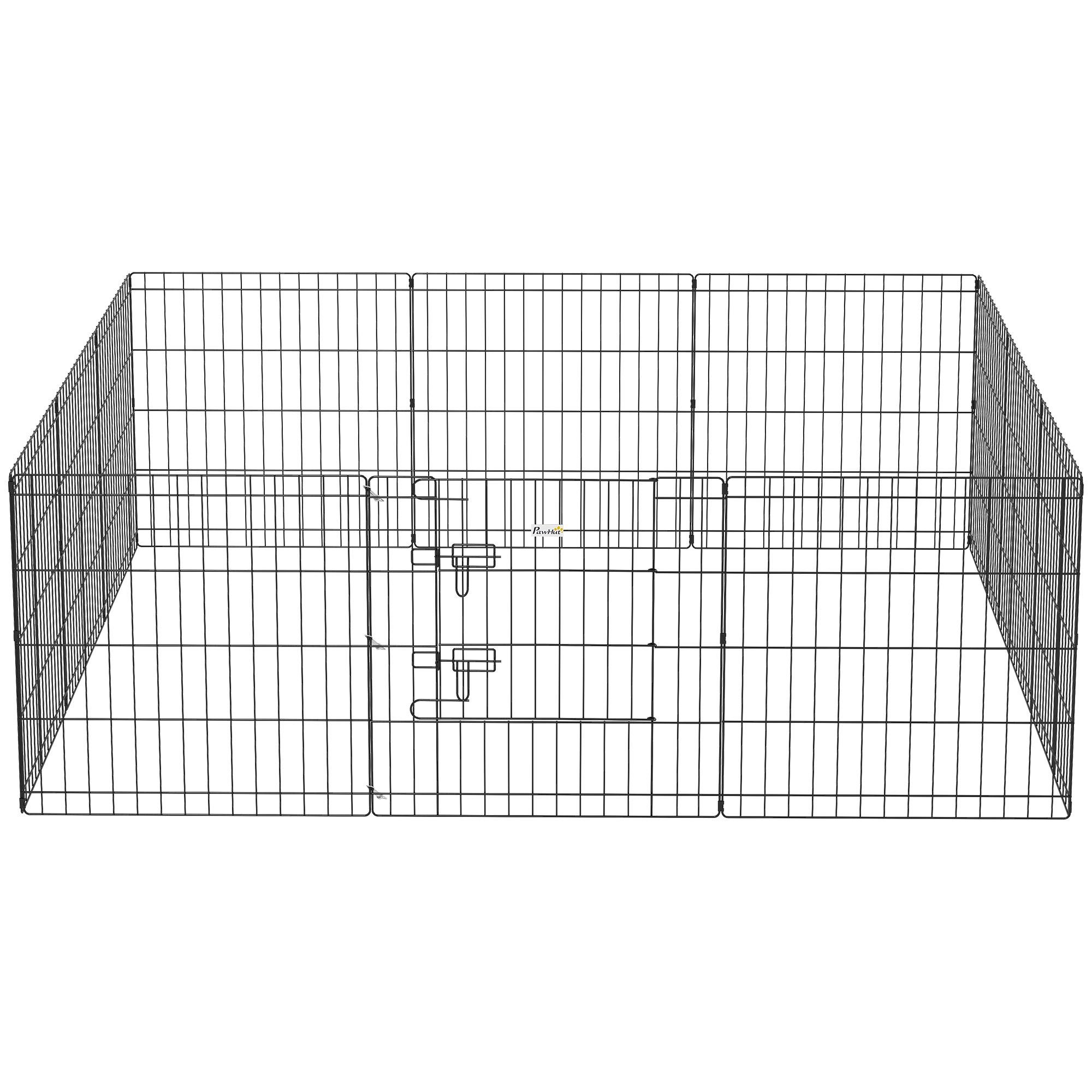 12 Panel Black Metal Yard Playpen - 24in Dog Exercise Pen