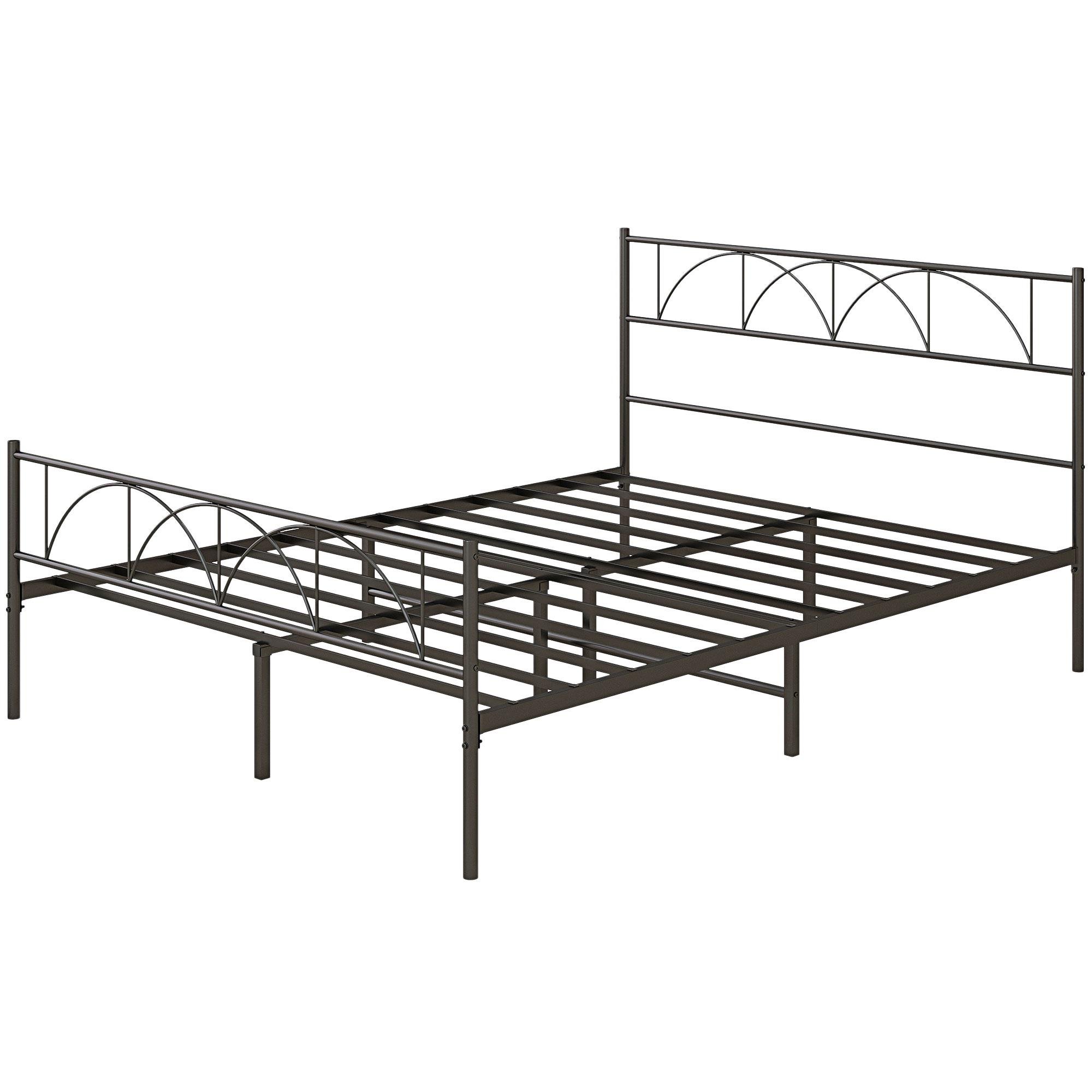 Black Queen Metal Bed Frame with Tall Headboard