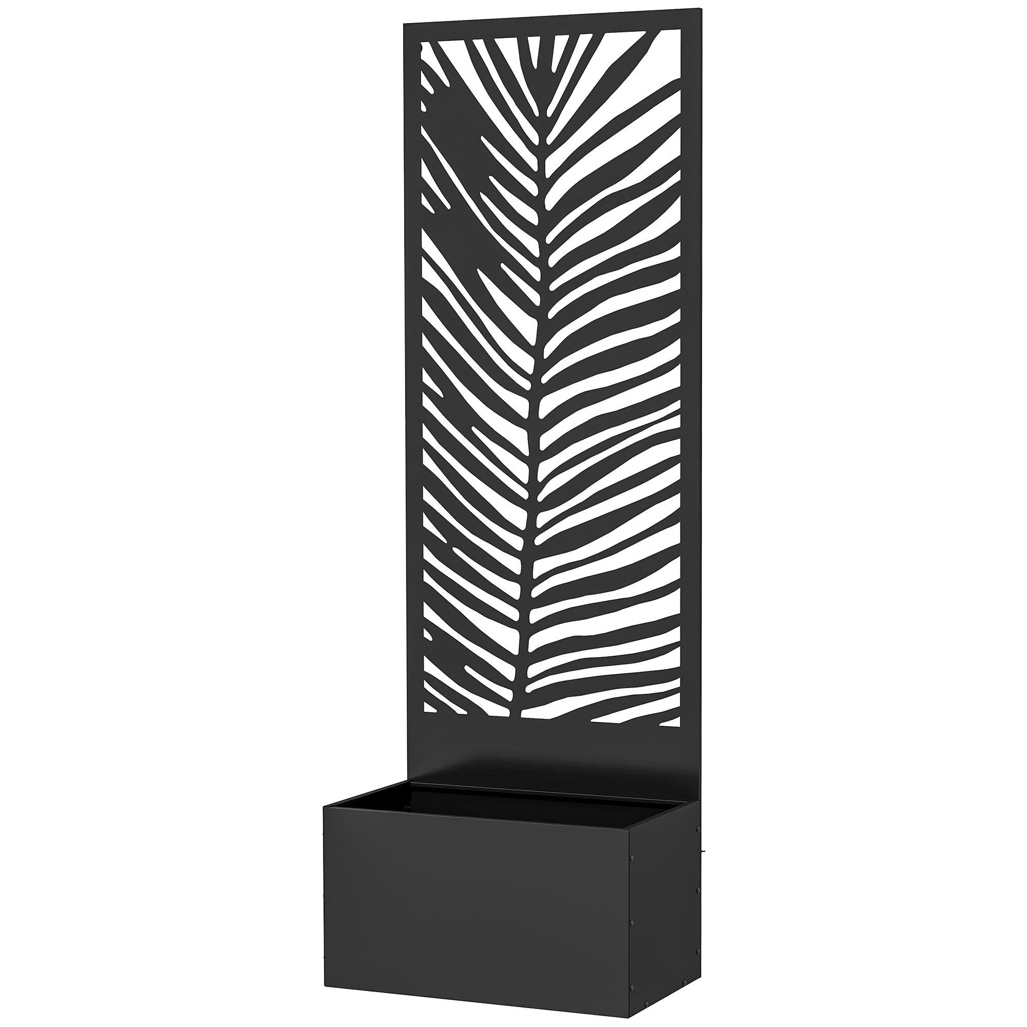 Black Banana Leaf Planter with Trellis and Privacy Screen