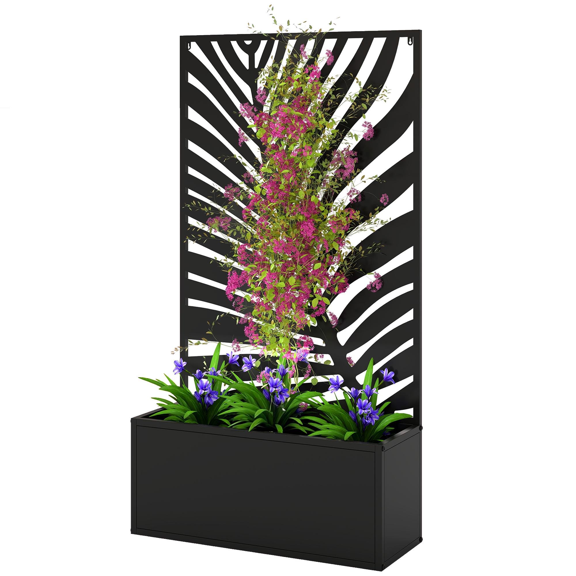 Black Leaf Trellis Planter, Freestanding or Wall Mounted