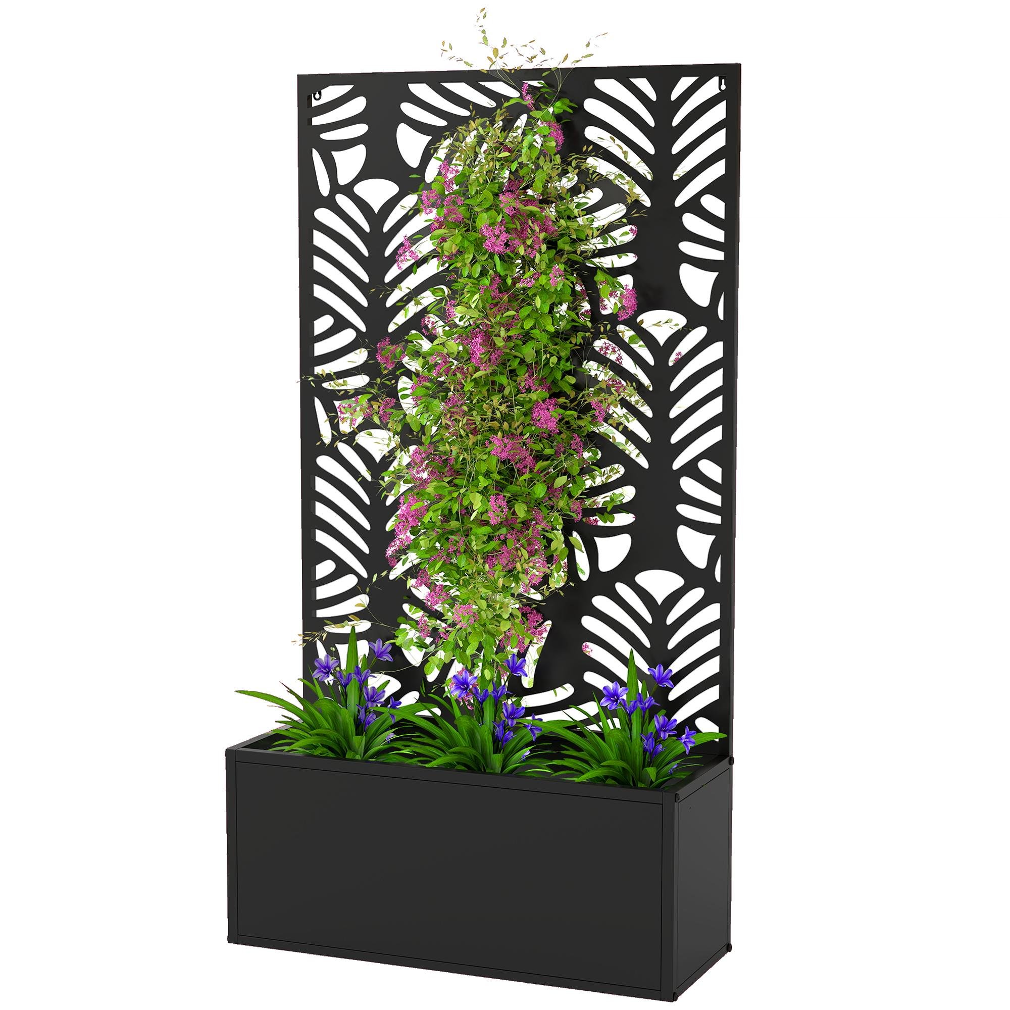 Monstera Leaf Planter with Trellis Panel, 24-Inch