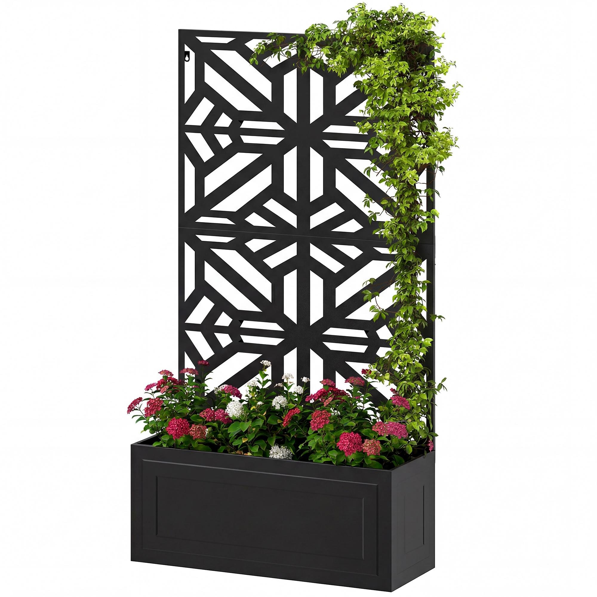 48 inch black trellis planter for climbing plants