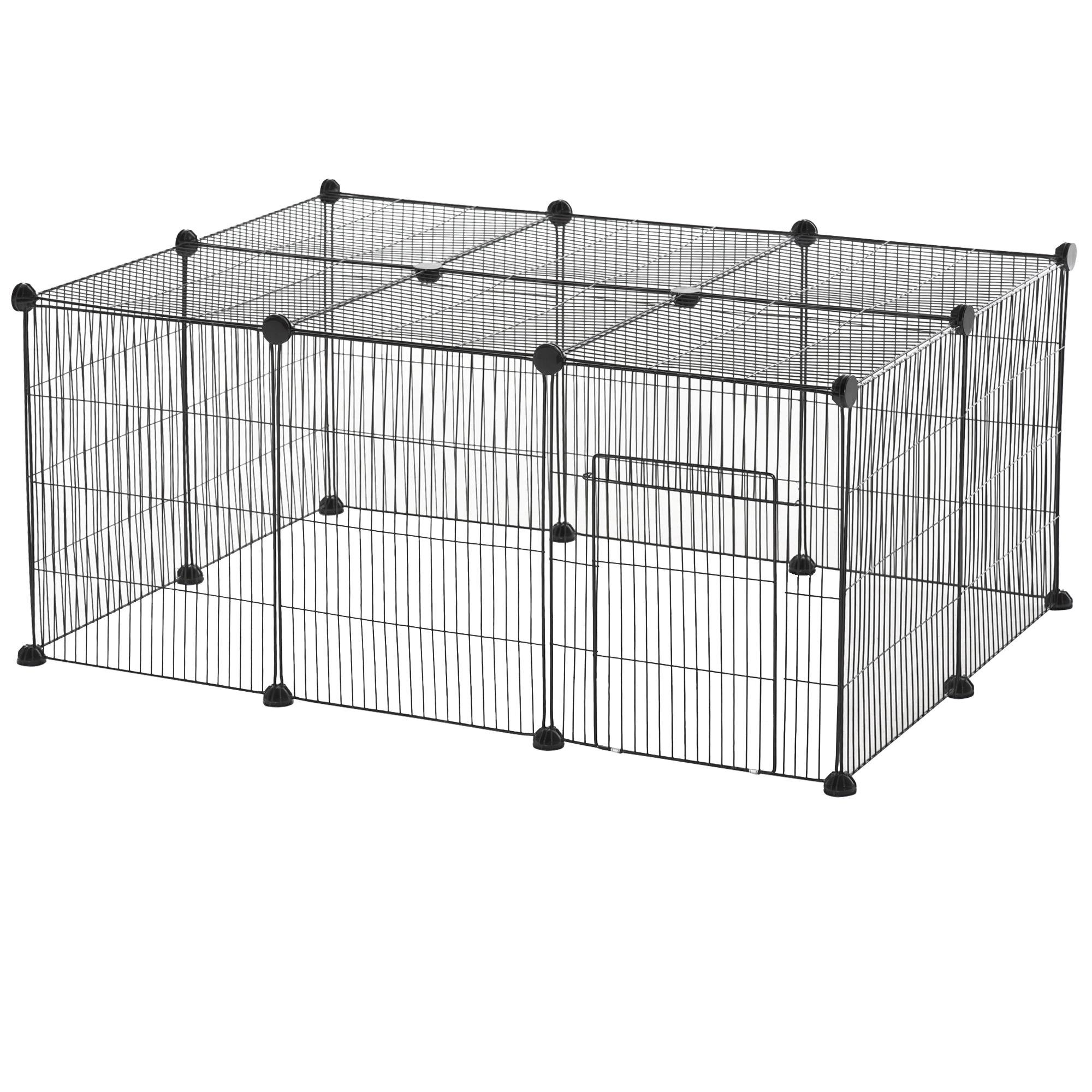 Black 16 Panel Enclosure with Door for Small Animals