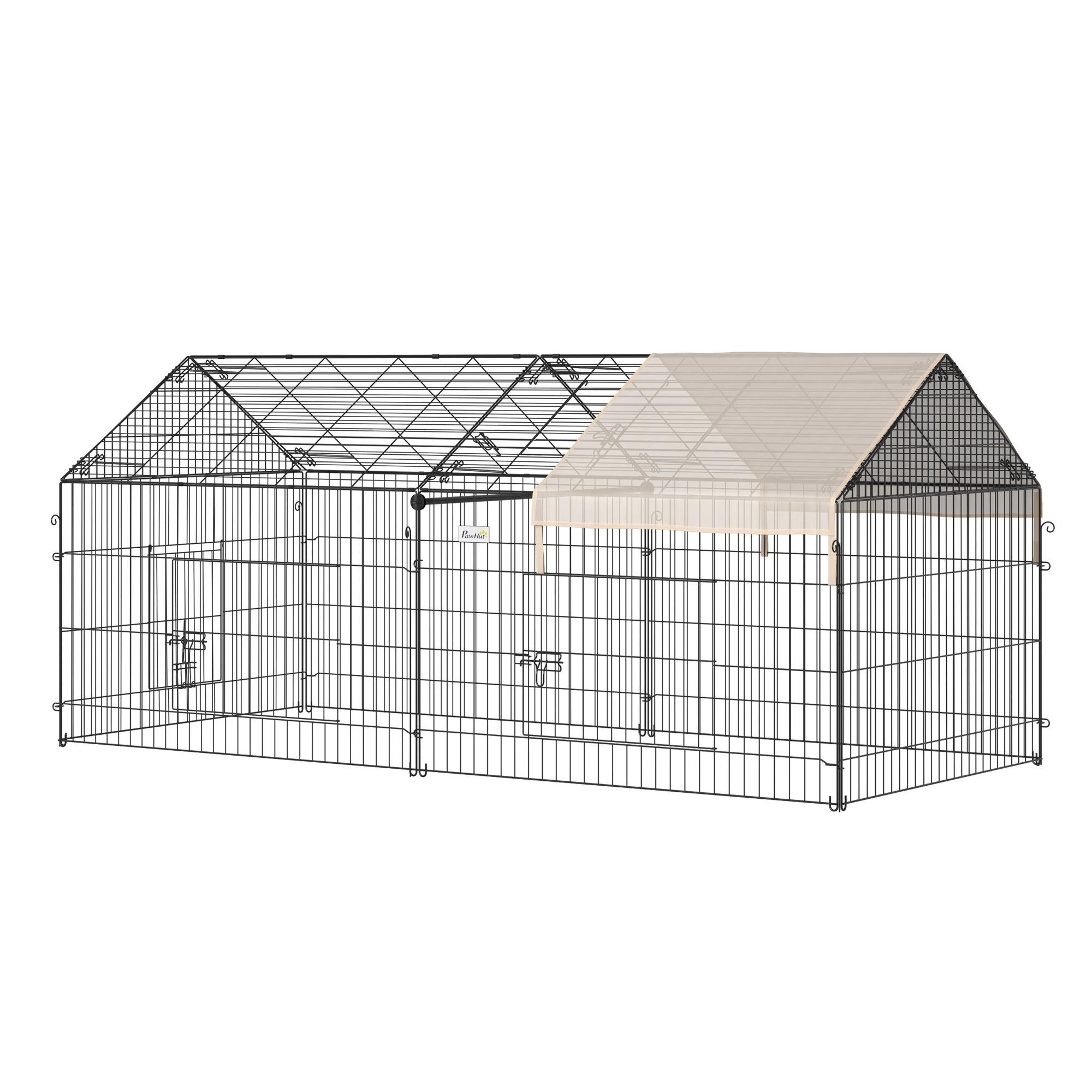Black Roofed Small Animal Pen with Cover, 7.2 ft