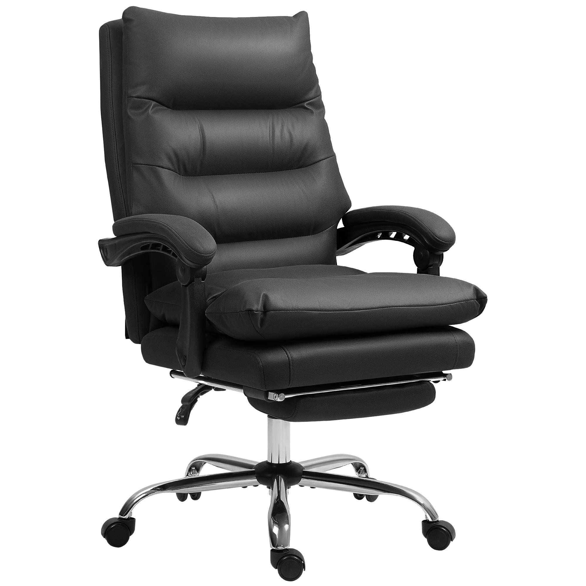 Black Microfibre Massage Chair with Footrest