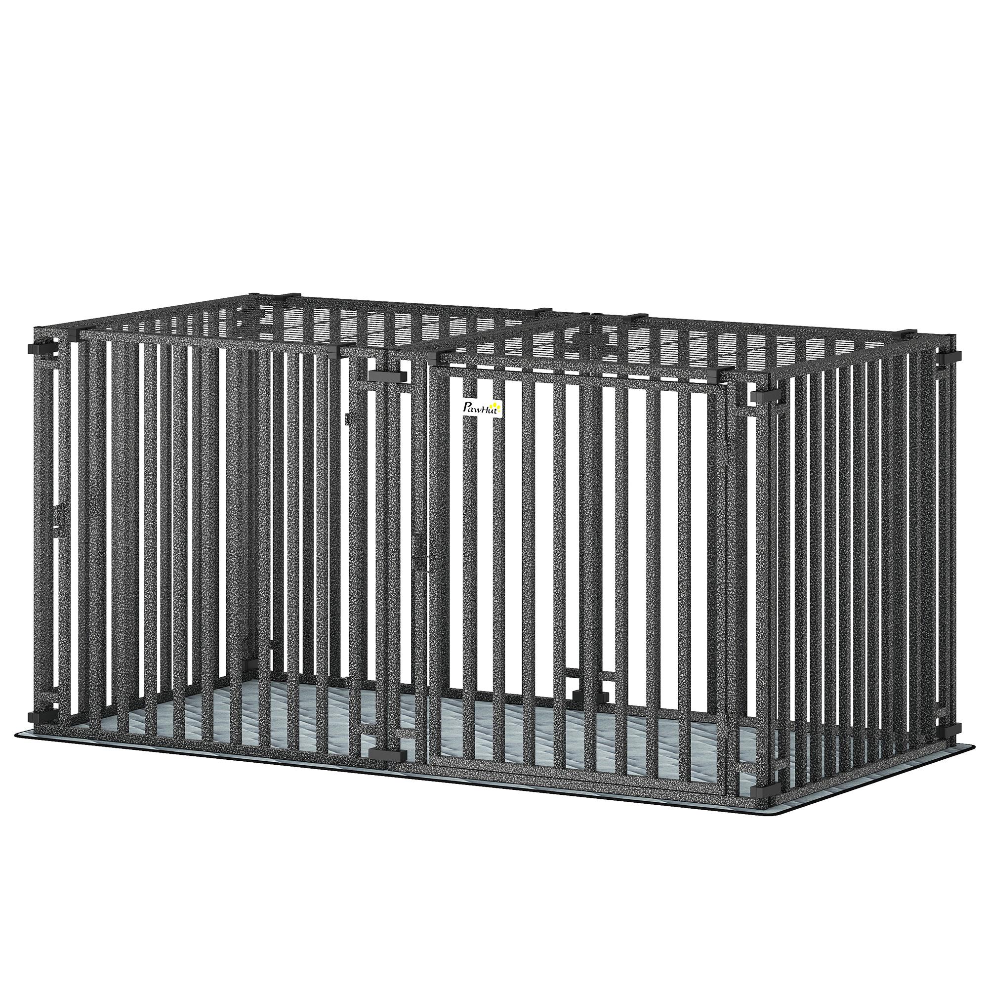 55 Inch Modular Dog Crate with Mat for Large Dogs