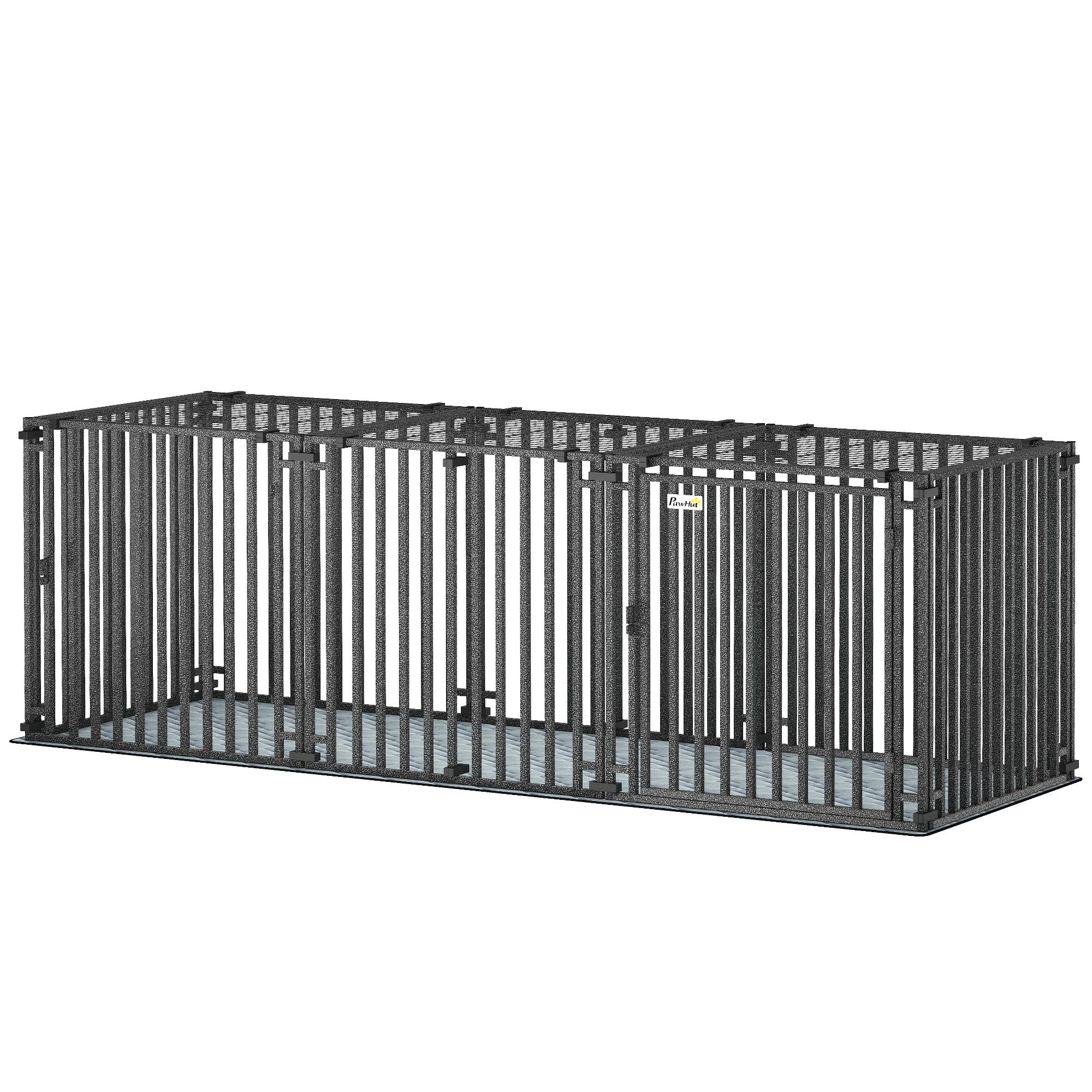 83.5-Inch Black Dog Crate with Heavy-Duty Steel Frame