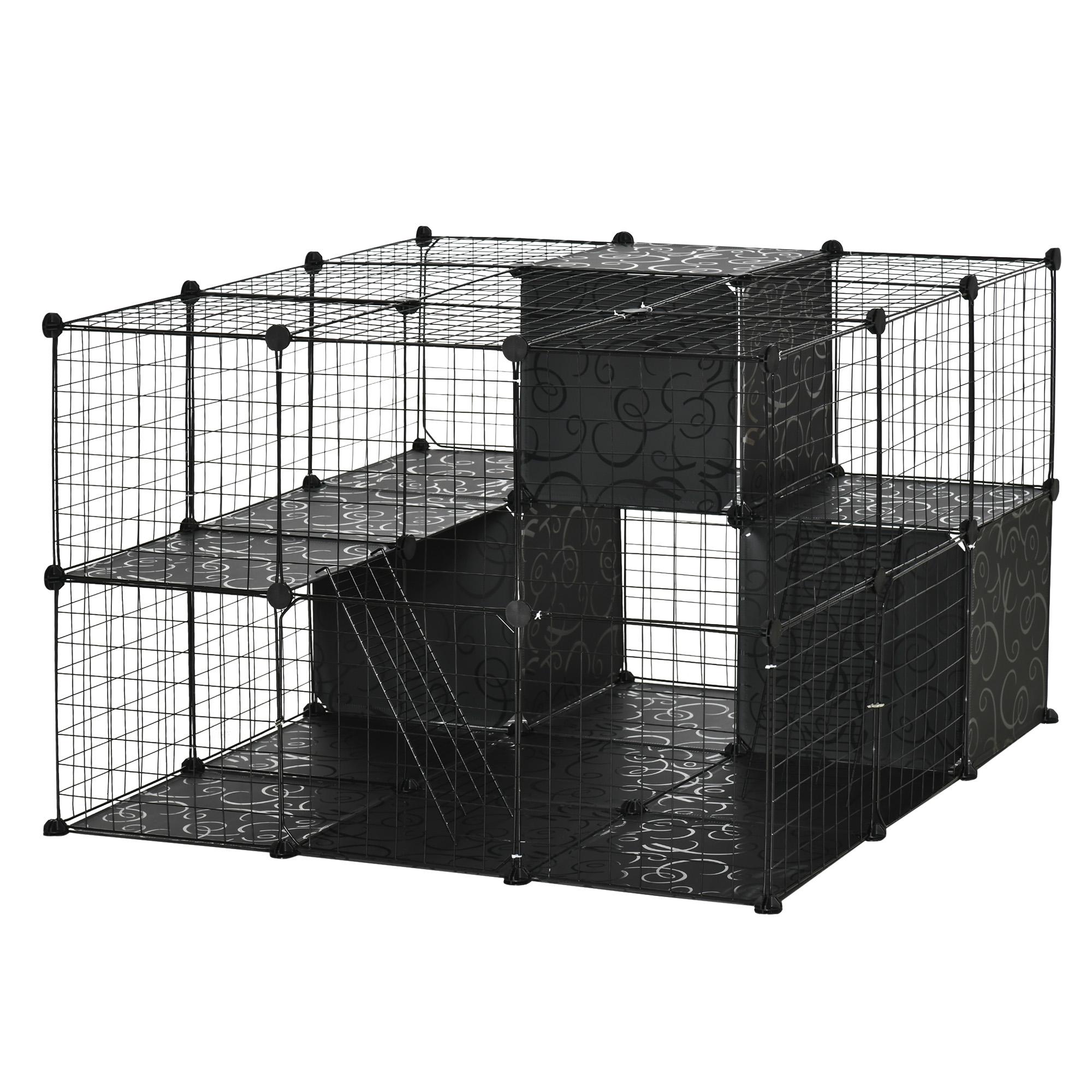 Black 56 Panel Cage with DIY Layouts, 105 x 70 x 105 cm