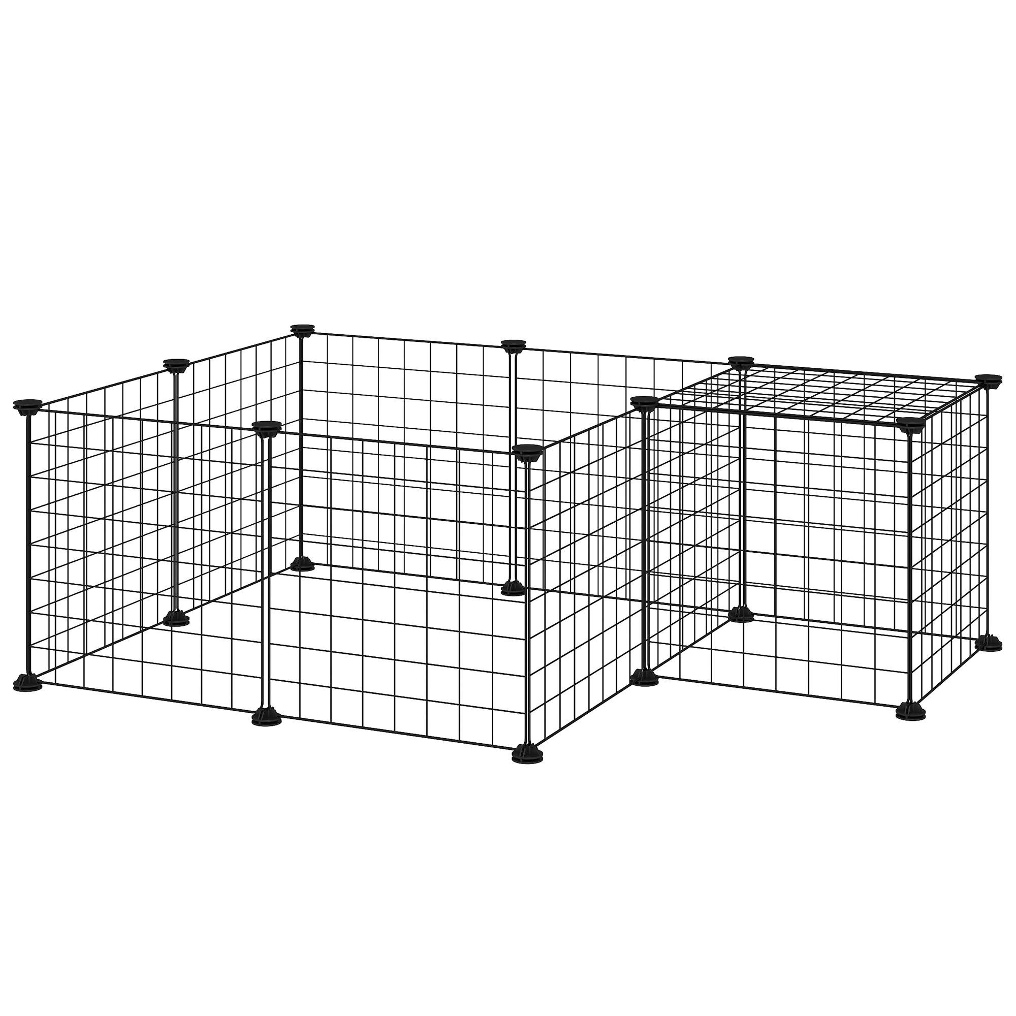 Black 12-Panel Small Animal Playpen, DIY 41.7-Inch Enclosure