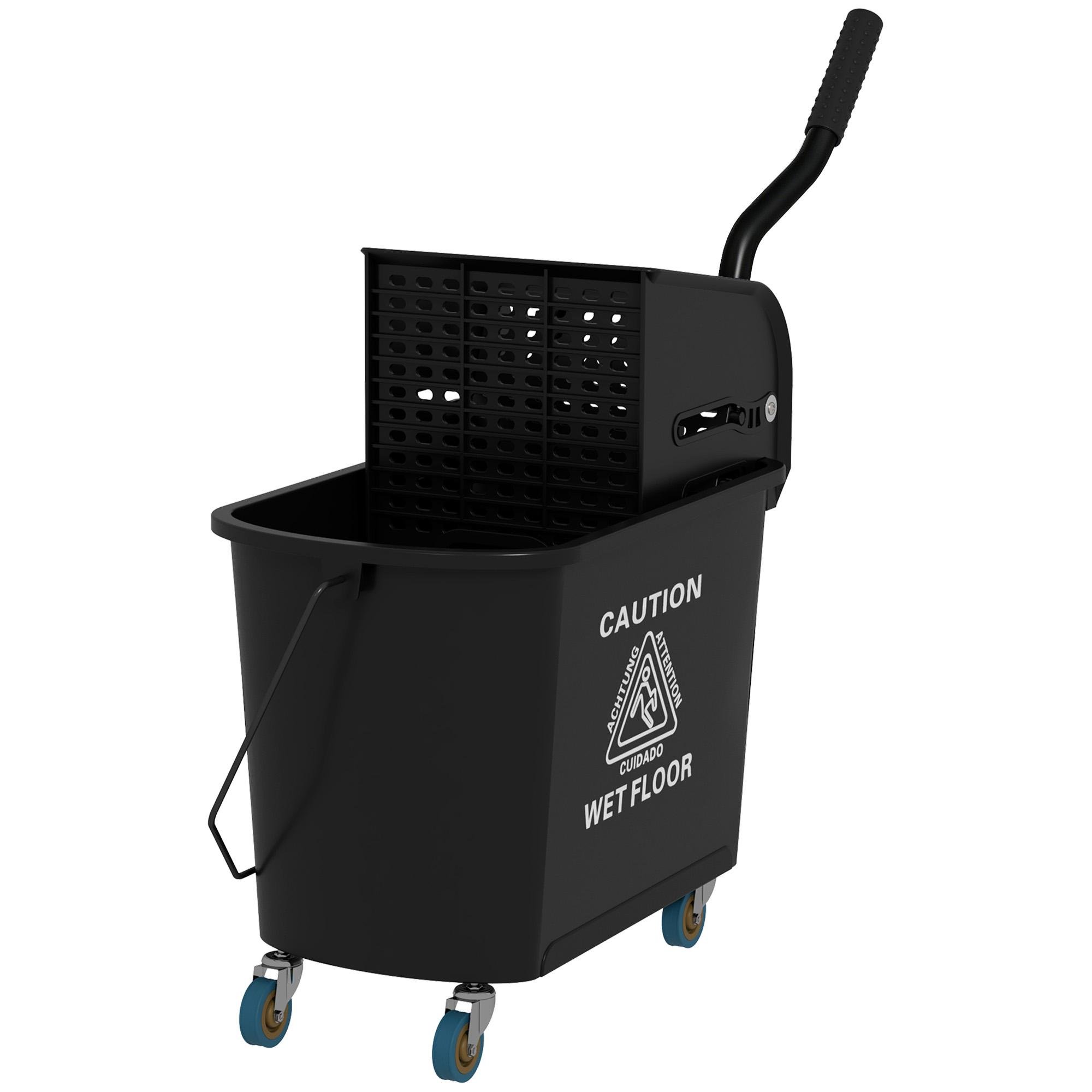 Black 20 Litre Mop Bucket with Wringer for Small Spaces