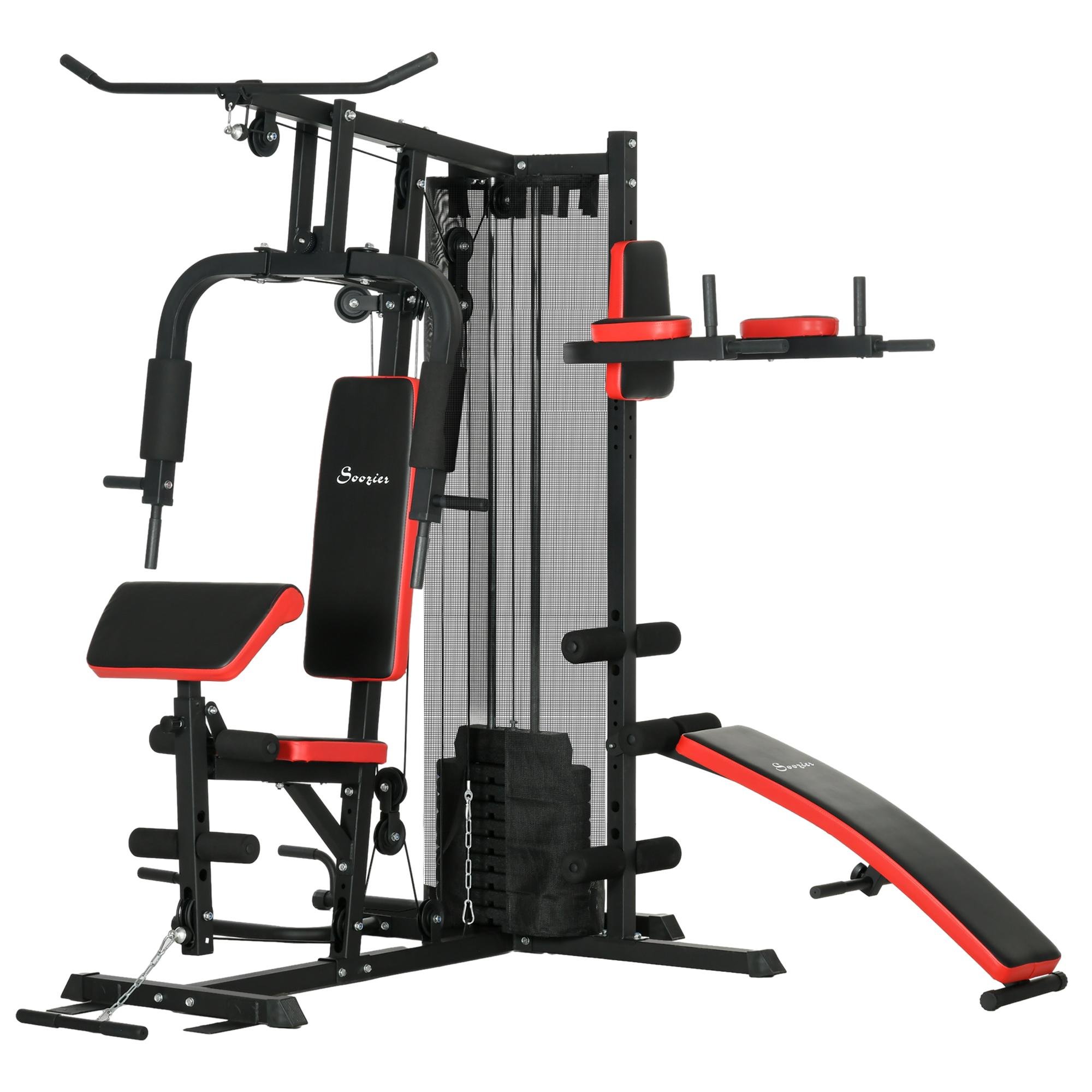 Black 65 kg Home Gym with Adjustable Bench