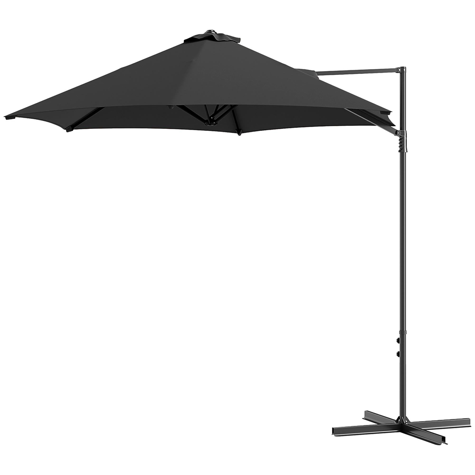 Black 100.8 inch offset umbrella with 360° rotation for patios