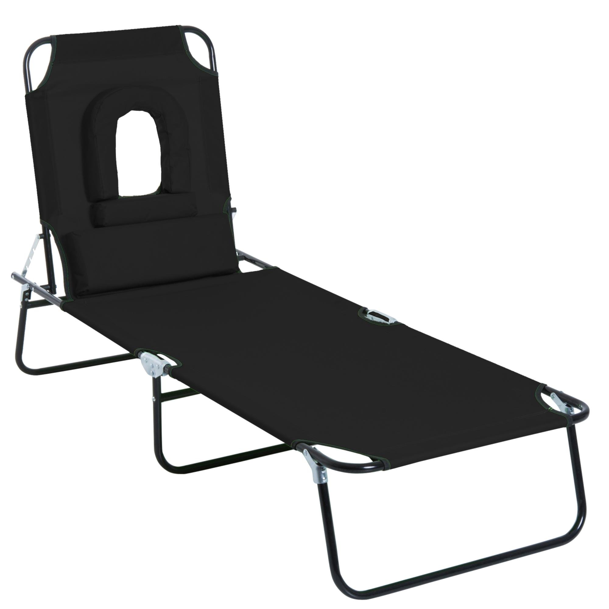 Black Face Hole Lounger, 4-Level Adjustable Chaise