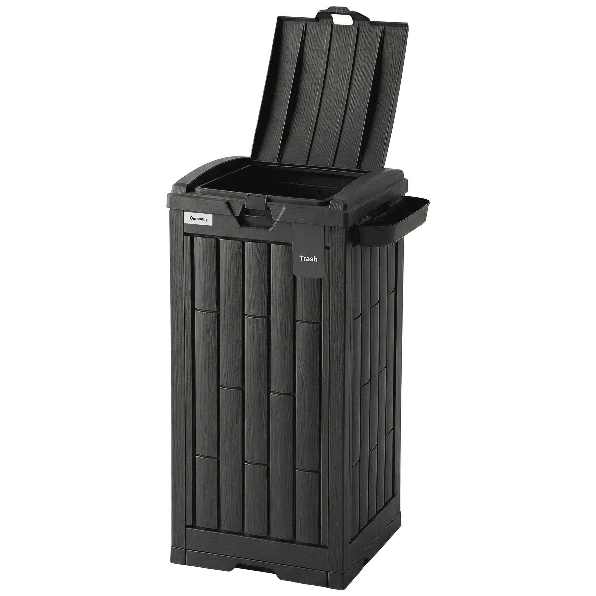 29 Gallon Black Outdoor Bin with Dual Lid