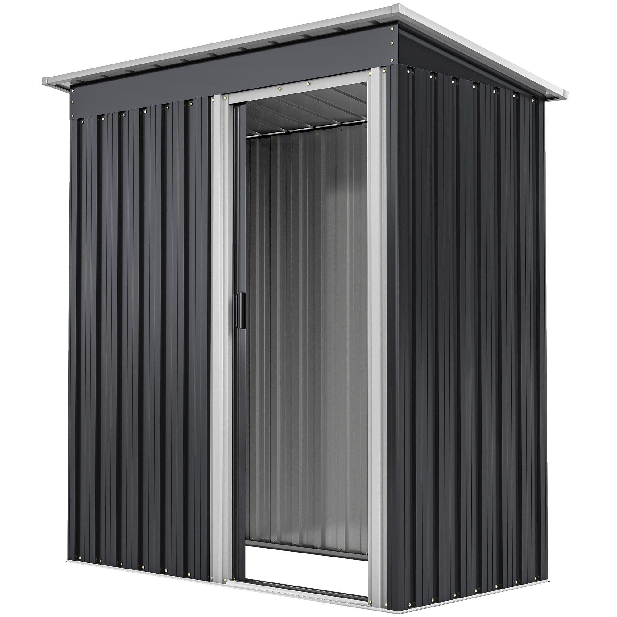 Black 5x3 Sloped Roof Shed with Sliding Door