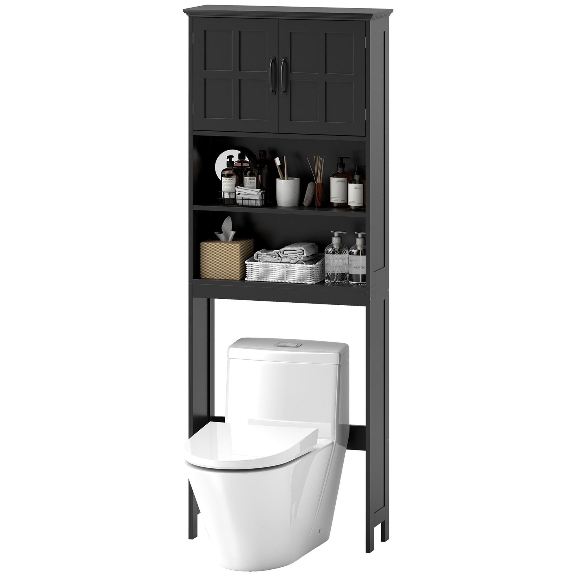 Black Over Toilet Cabinet with Adjustable Shelf