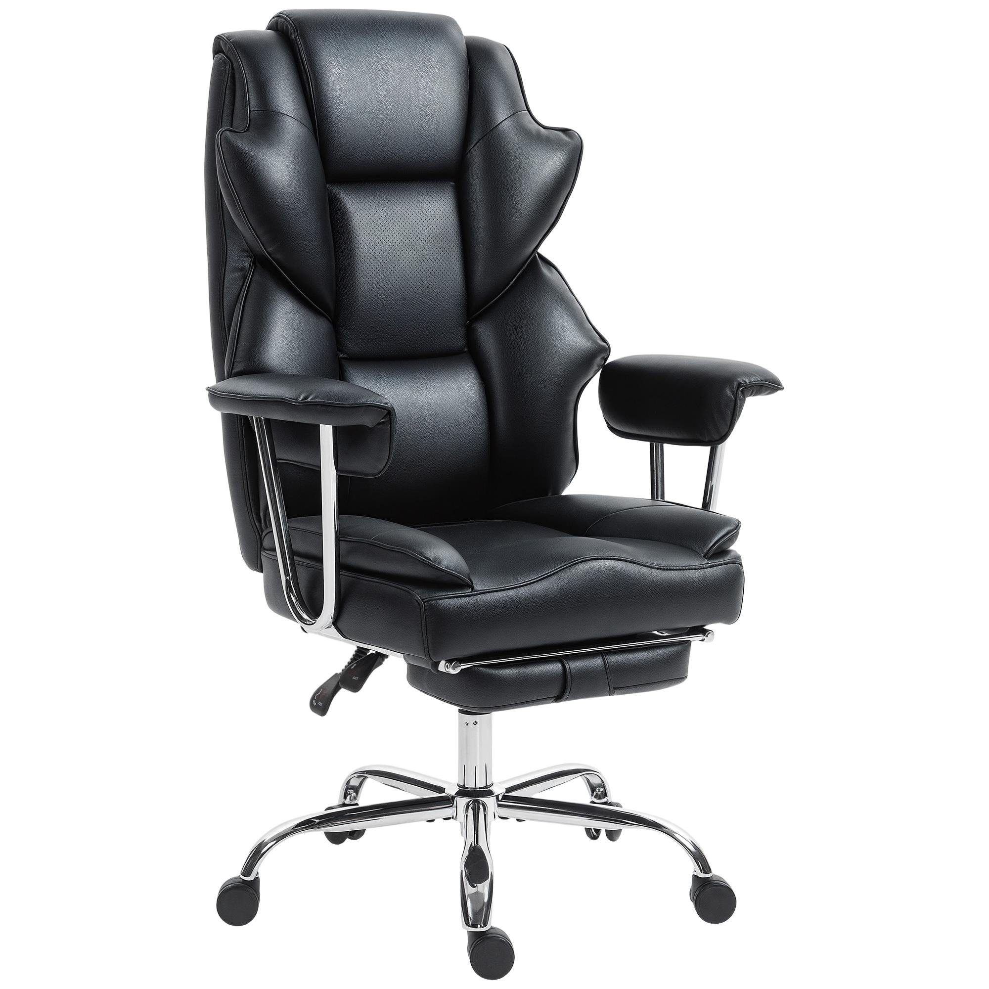 Black Shaped Foam Office Chair with Footrest for Desk Work