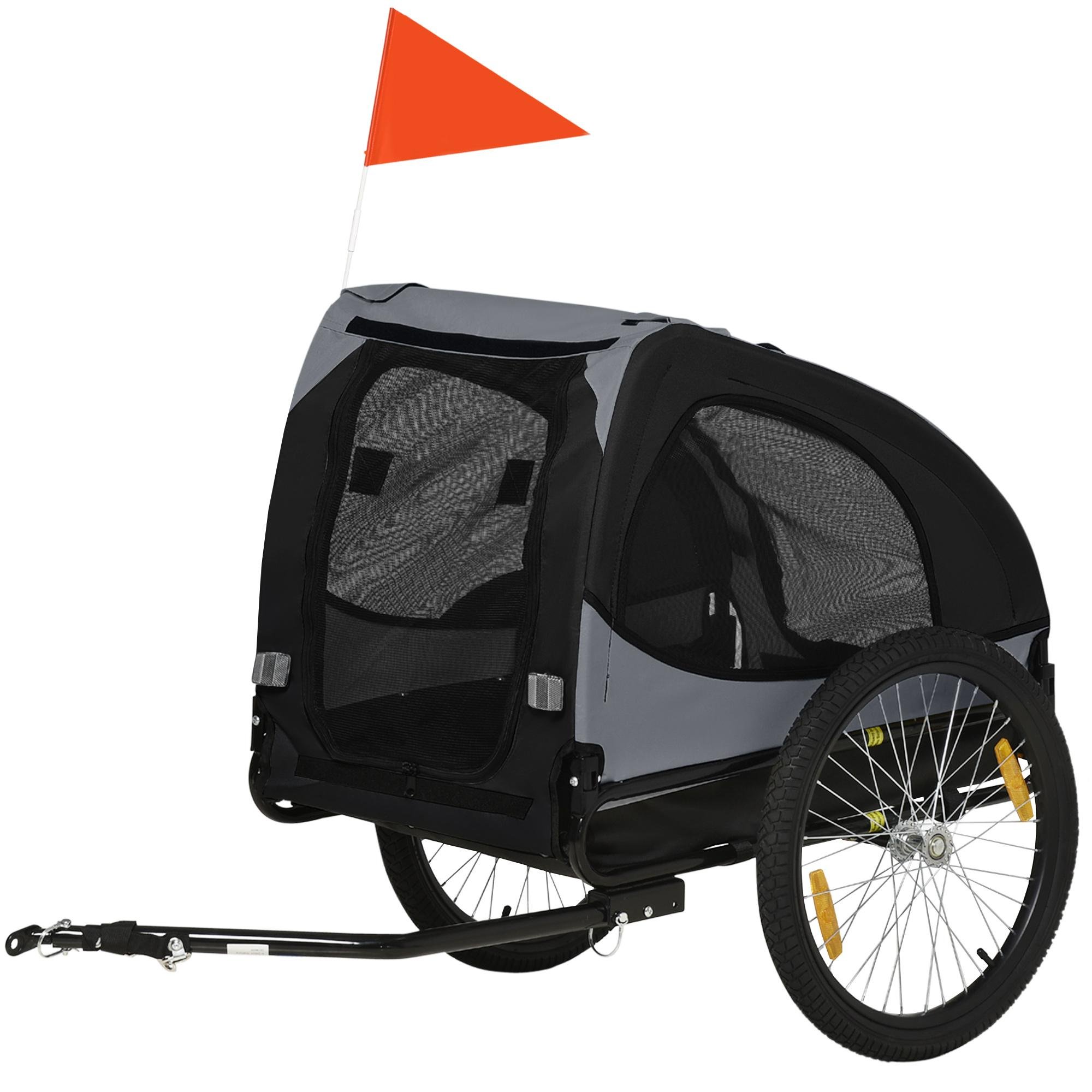 Black Oxford Dog Bike Trailer with Quick-Release Wheels for Medium Dogs
